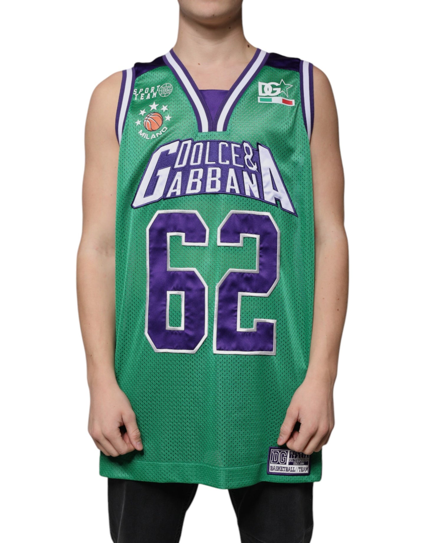 Dolce & Gabbana T-shirt senza maniche in jersey di poliestere verde