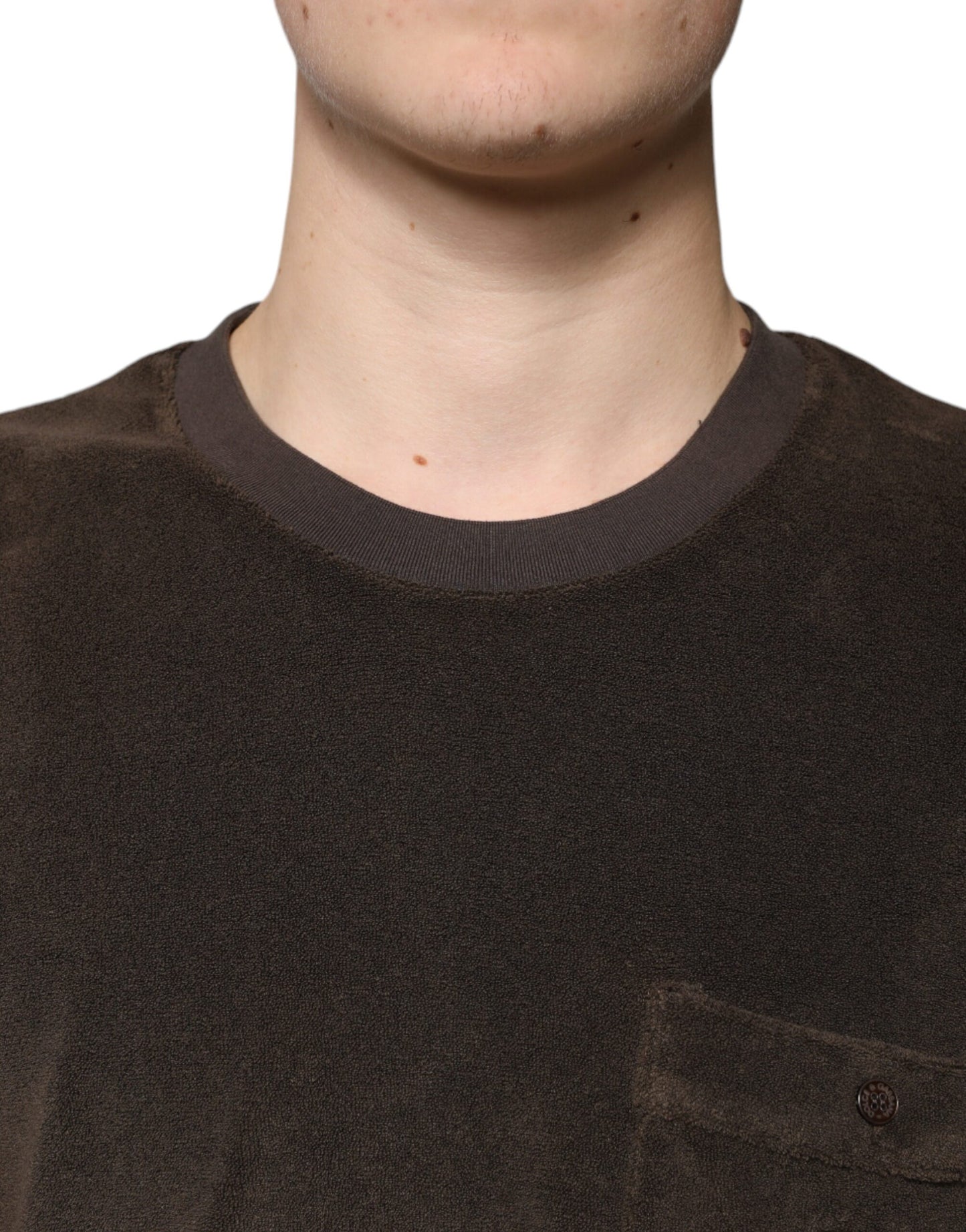 Dolce & Gabbana T-shirt girocollo in cotone marrone a maniche corte