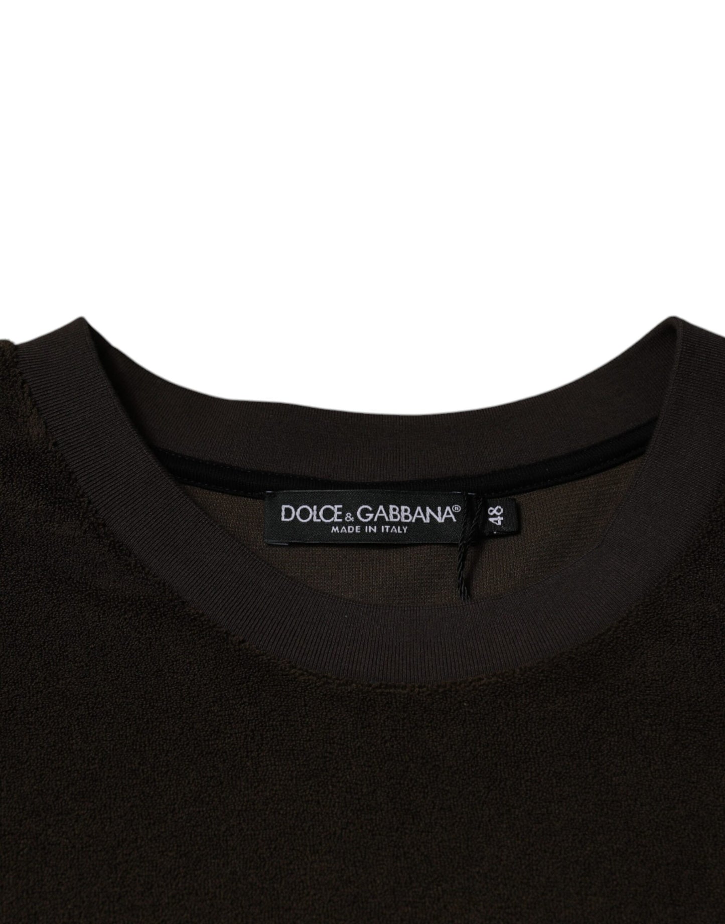 Dolce & Gabbana T-shirt girocollo in cotone marrone a maniche corte