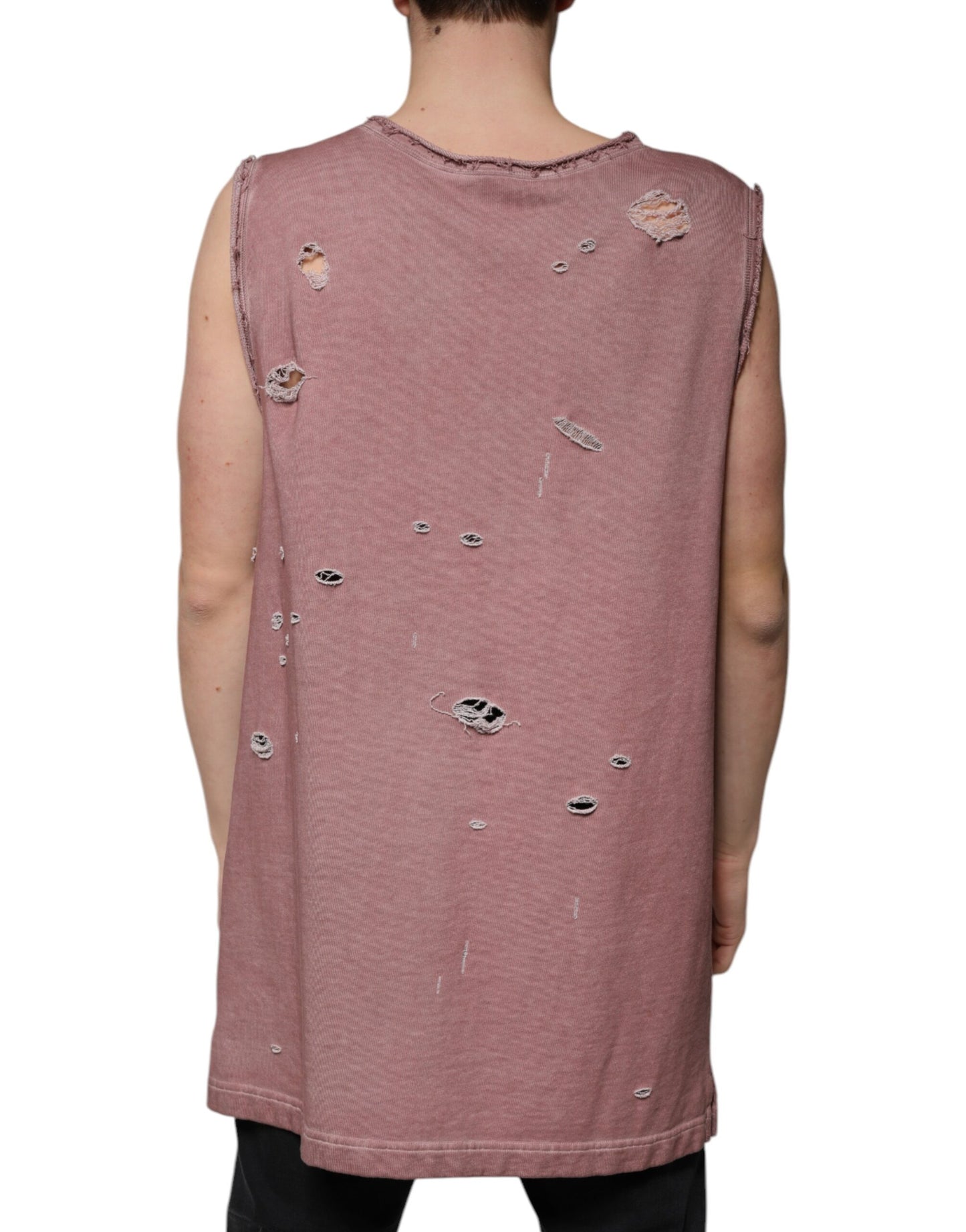 Dolce & Gabbana T-shirt senza maniche girocollo in cotone marrone