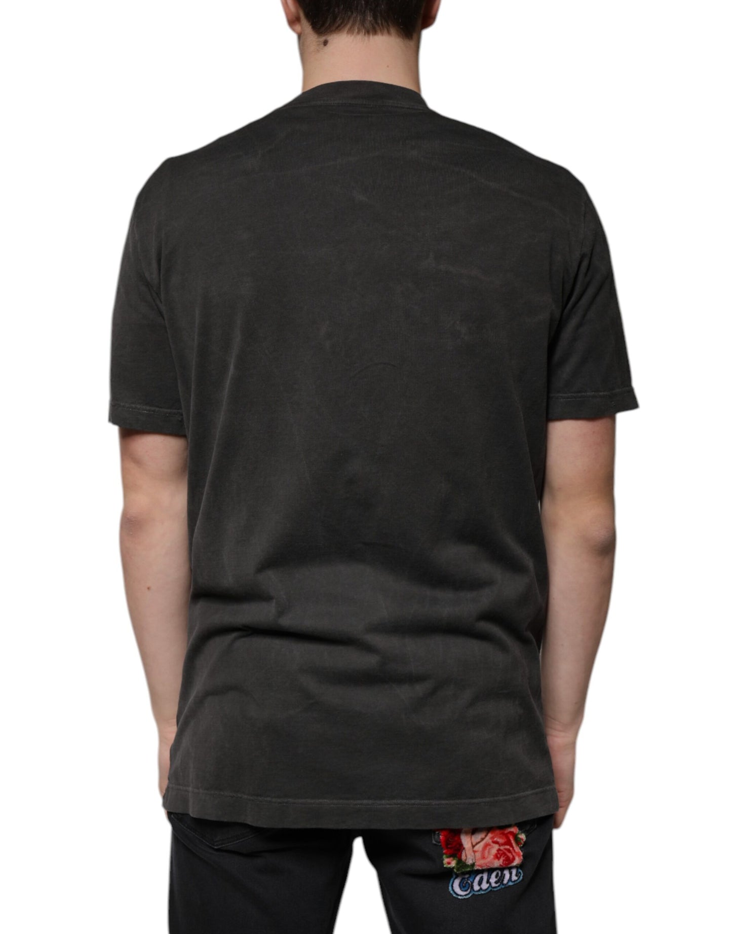 Dolce & Gabbana T-shirt girocollo in cotone nero a maniche corte