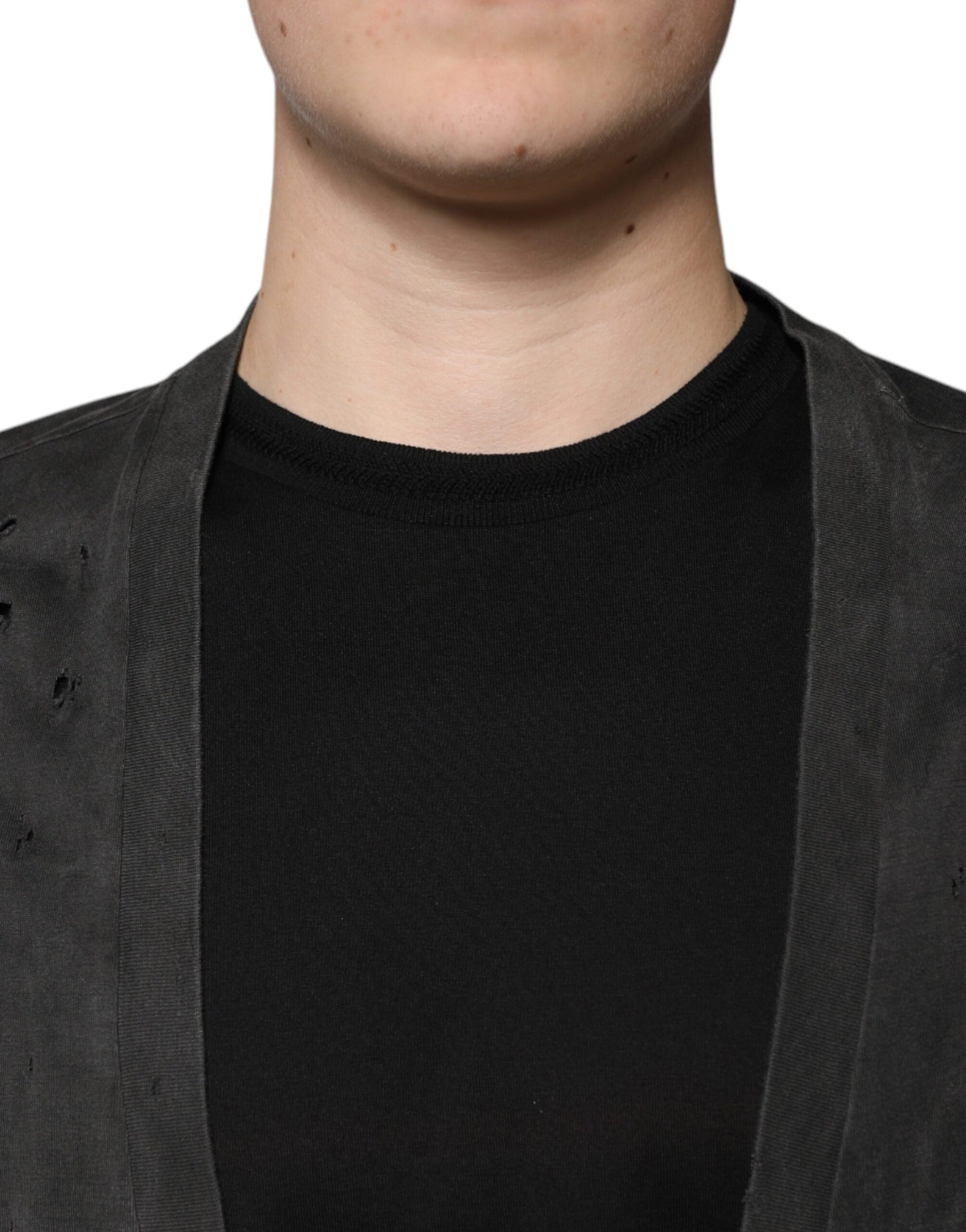 Dolce & Gabbana T-shirt girocollo in cotone nero a maniche corte