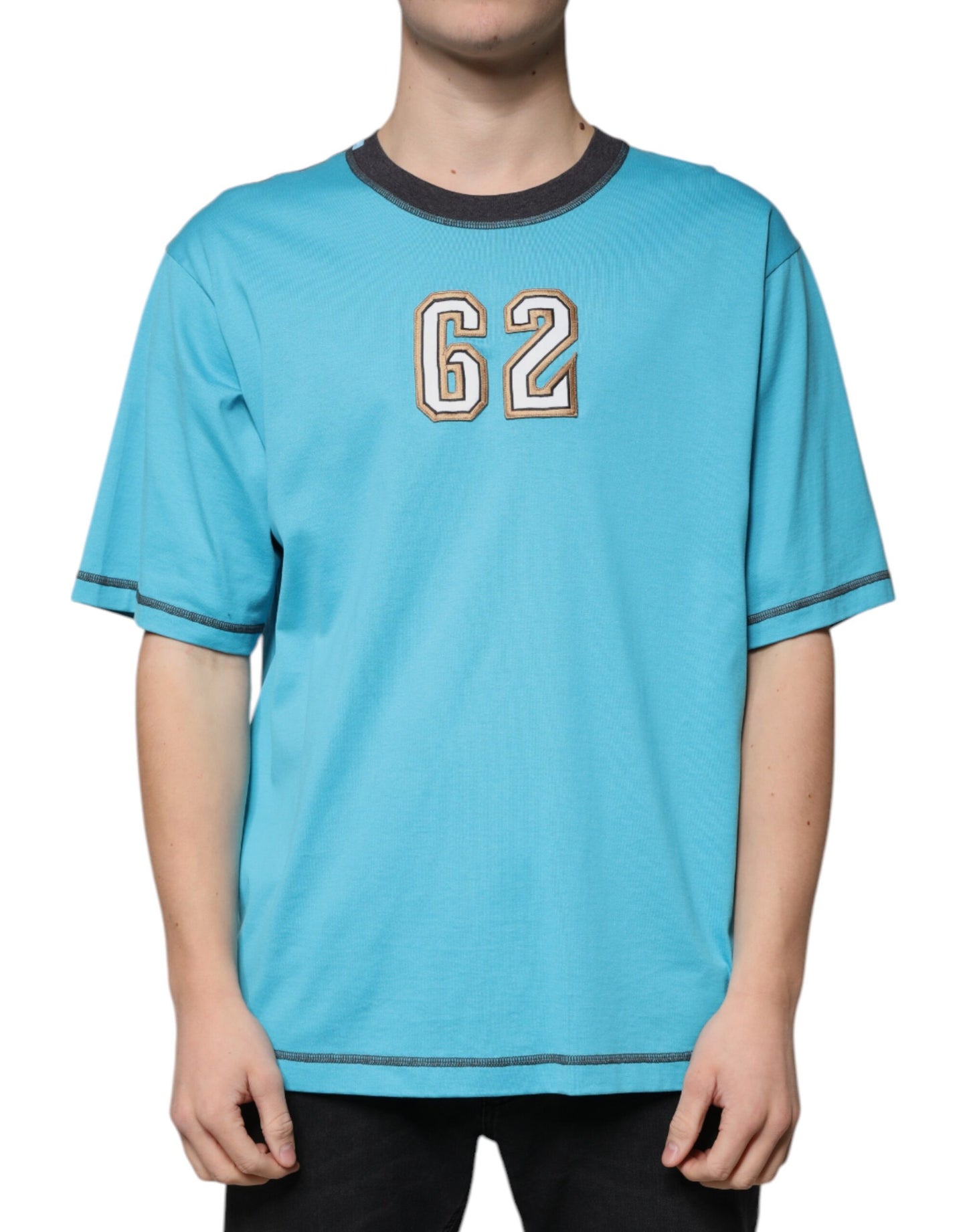 Dolce & Gabbana T-shirt girocollo a maniche corte con logo blu