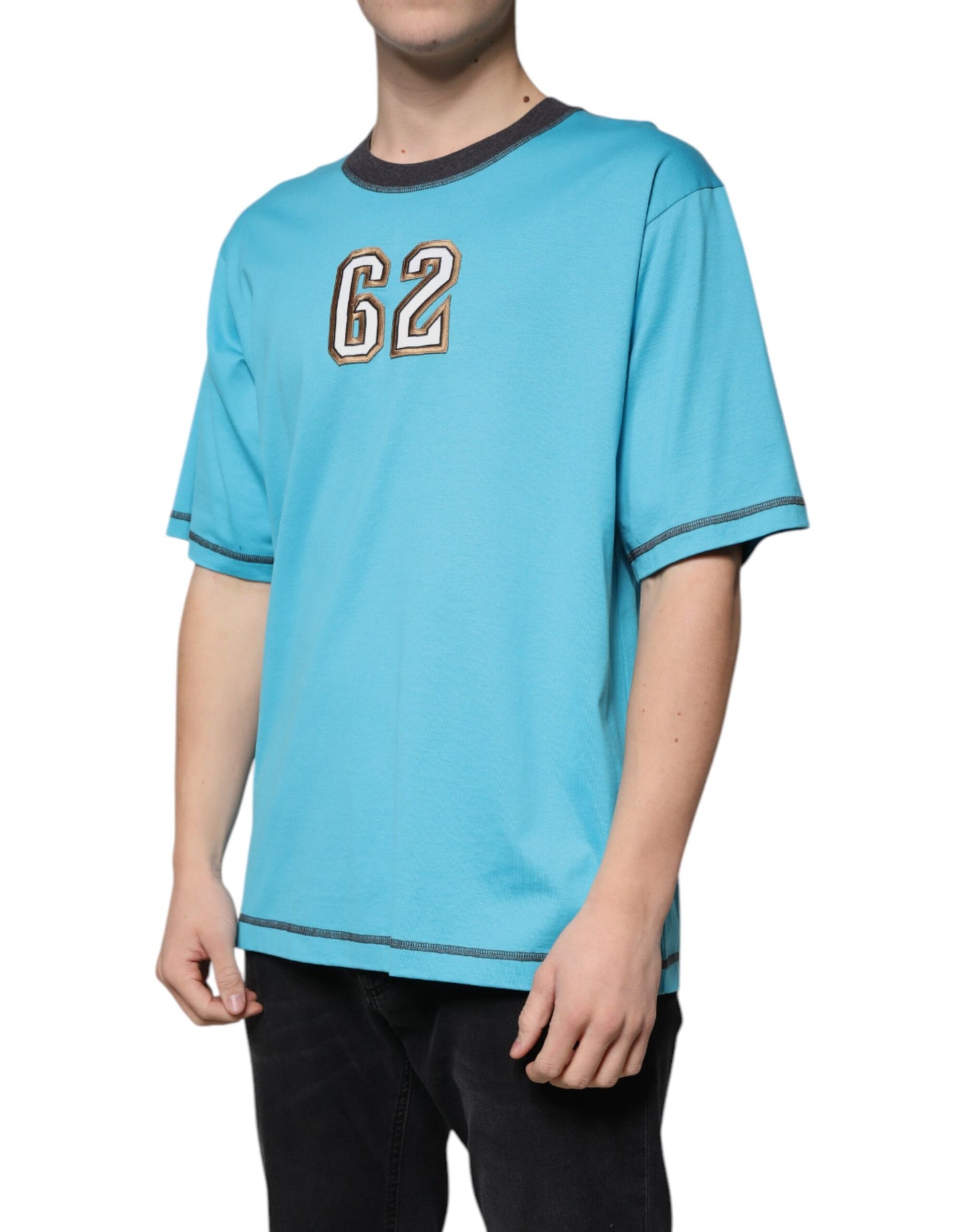 Dolce & Gabbana T-shirt girocollo a maniche corte con logo blu