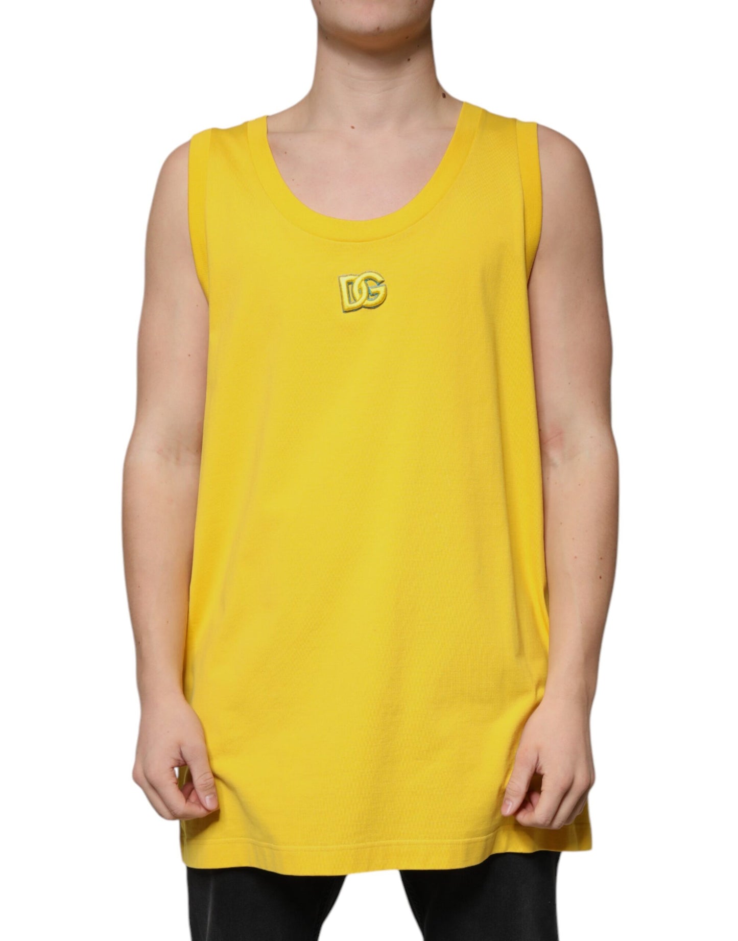 Dolce & Gabbana T-shirt senza maniche girocollo in cotone giallo