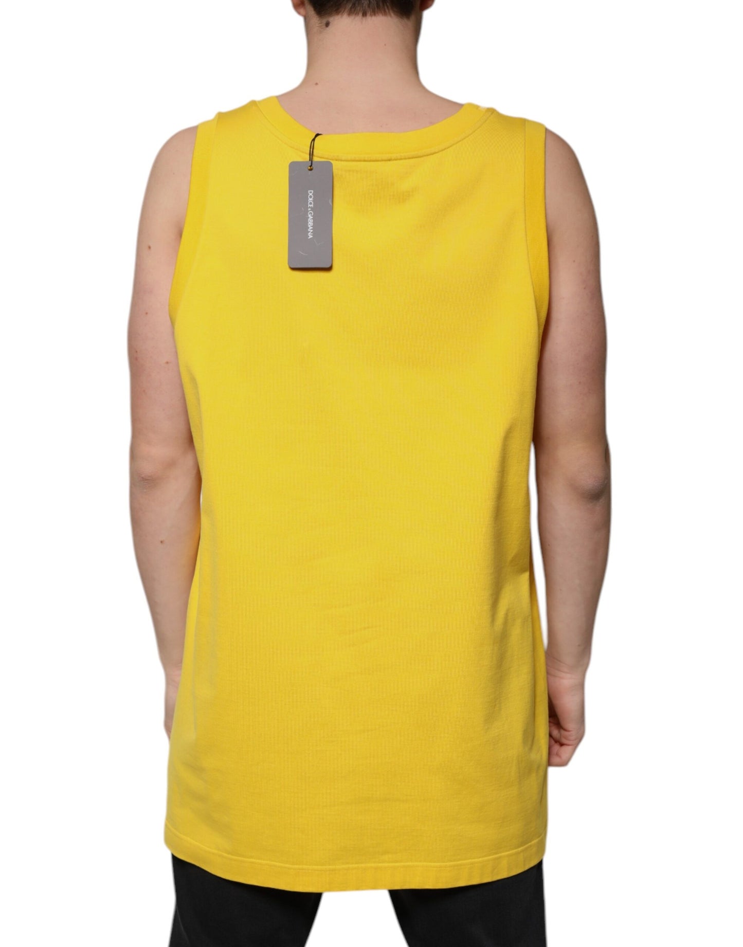 Dolce & Gabbana T-shirt senza maniche girocollo in cotone giallo