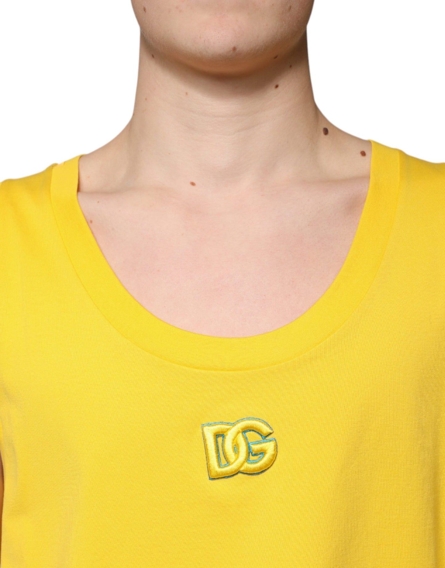 Dolce & Gabbana T-shirt senza maniche girocollo in cotone giallo