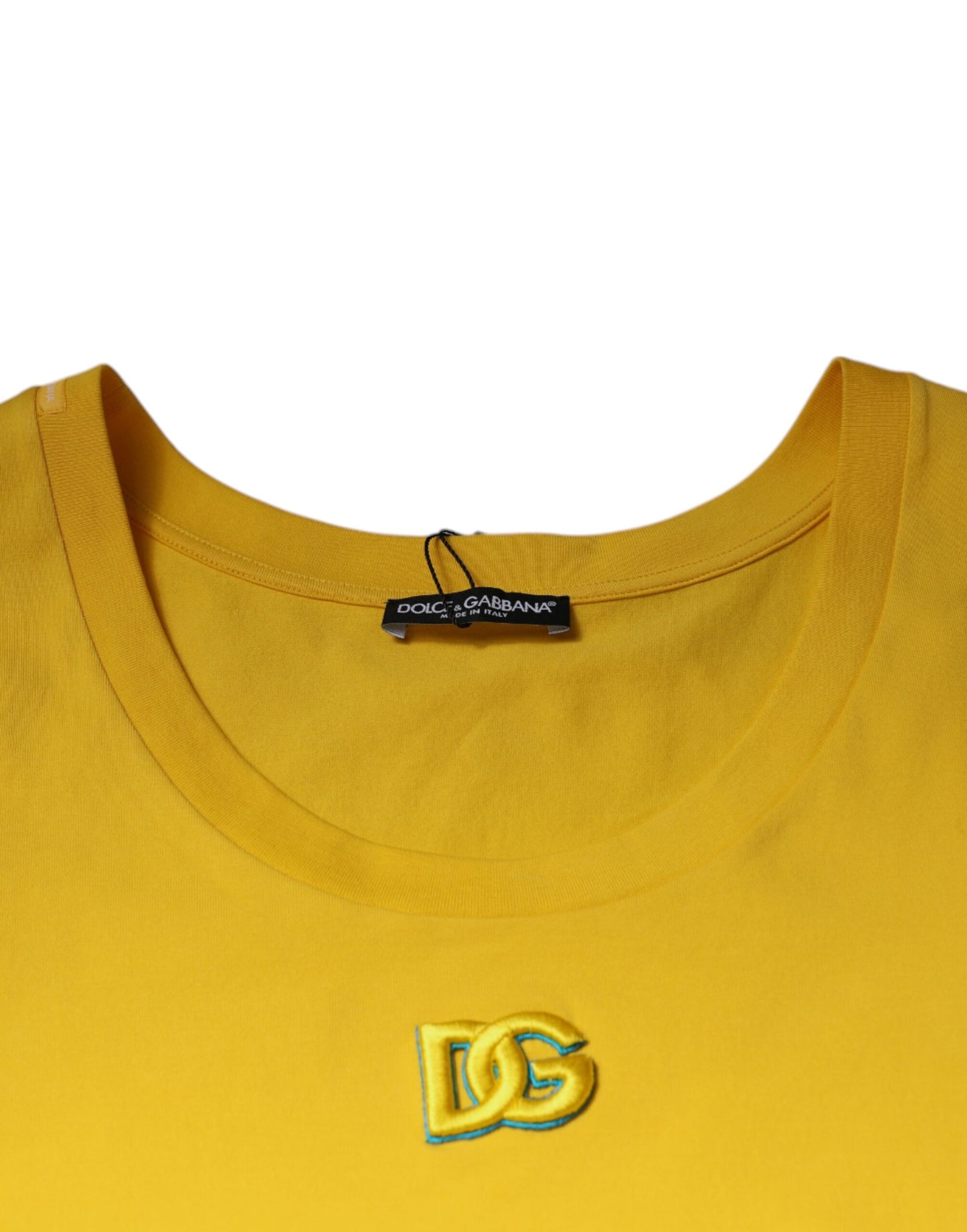 Dolce & Gabbana T-shirt senza maniche girocollo in cotone giallo