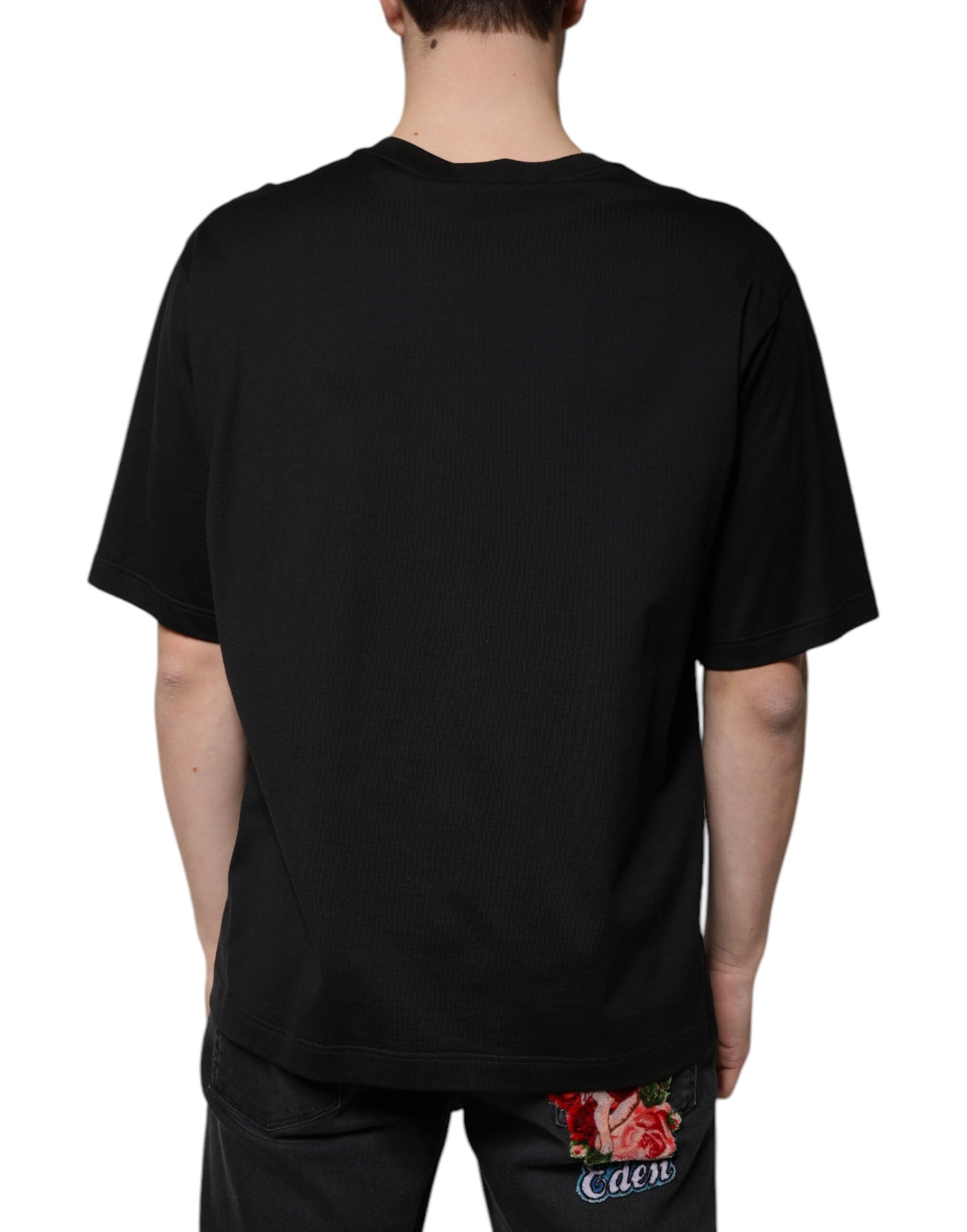 Dolce & Gabbana T-shirt girocollo in cotone nero a maniche corte