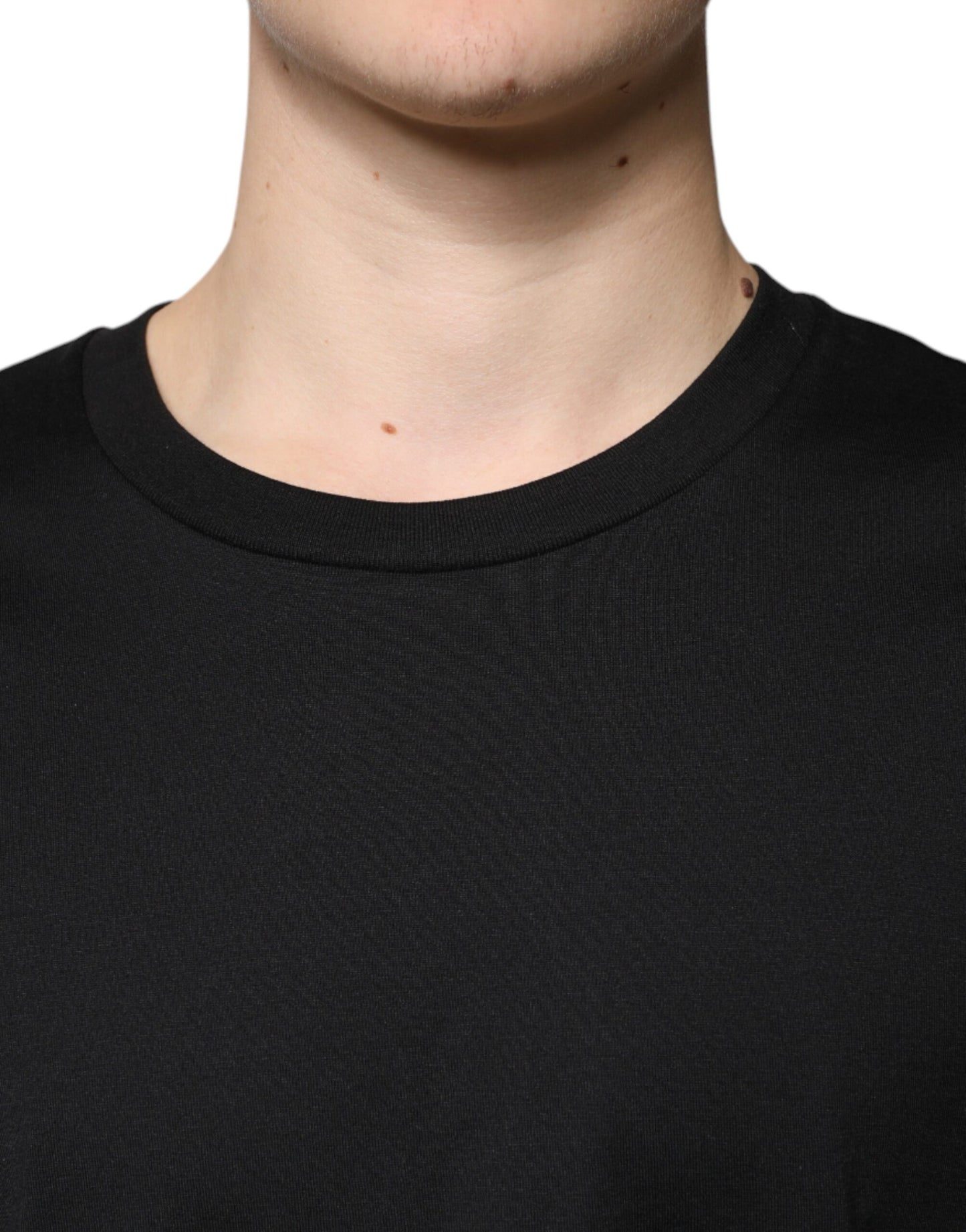 Dolce & Gabbana T-shirt girocollo in cotone nero a maniche corte