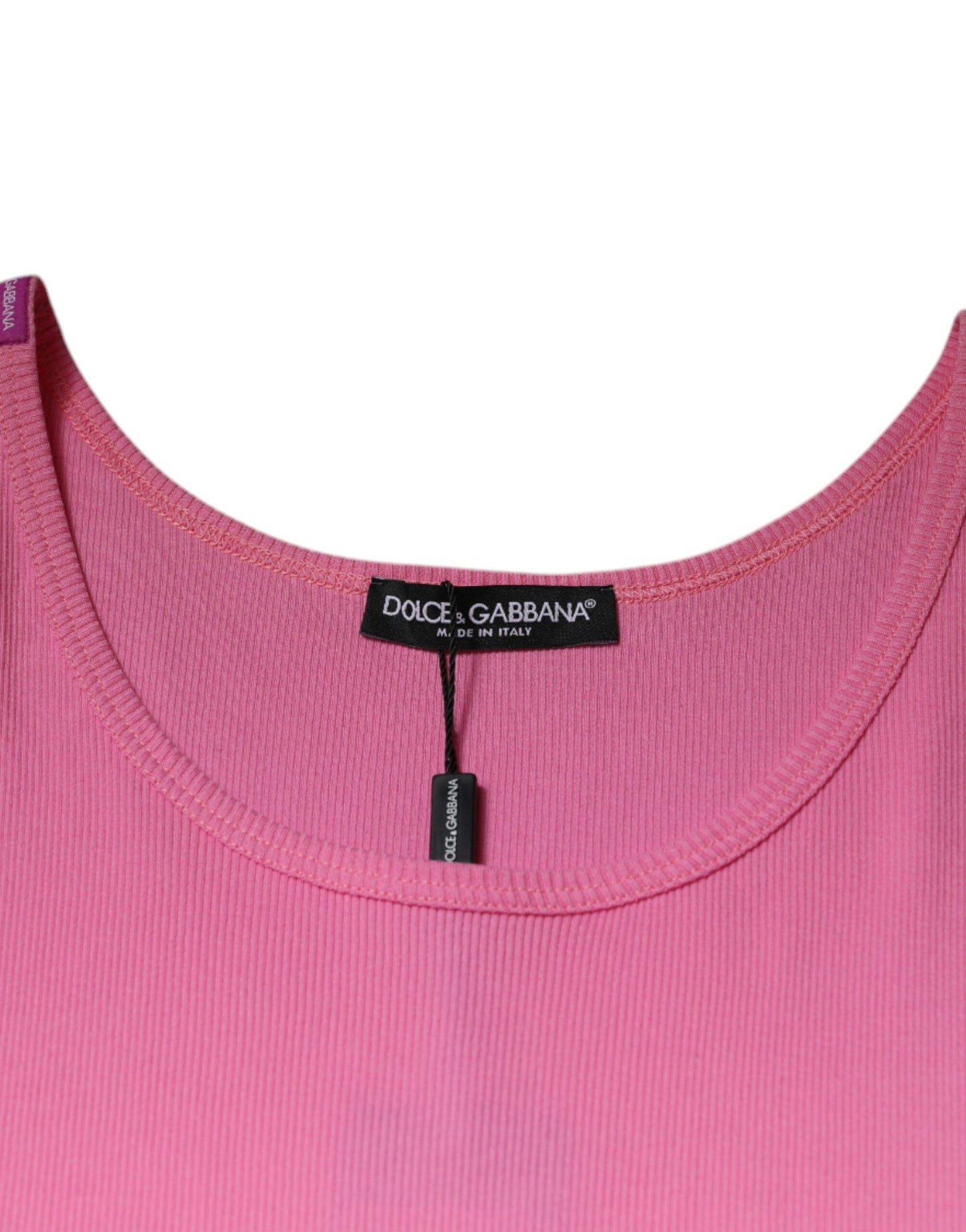 Dolce & Gabbana T-shirt senza maniche girocollo in cotone rosa