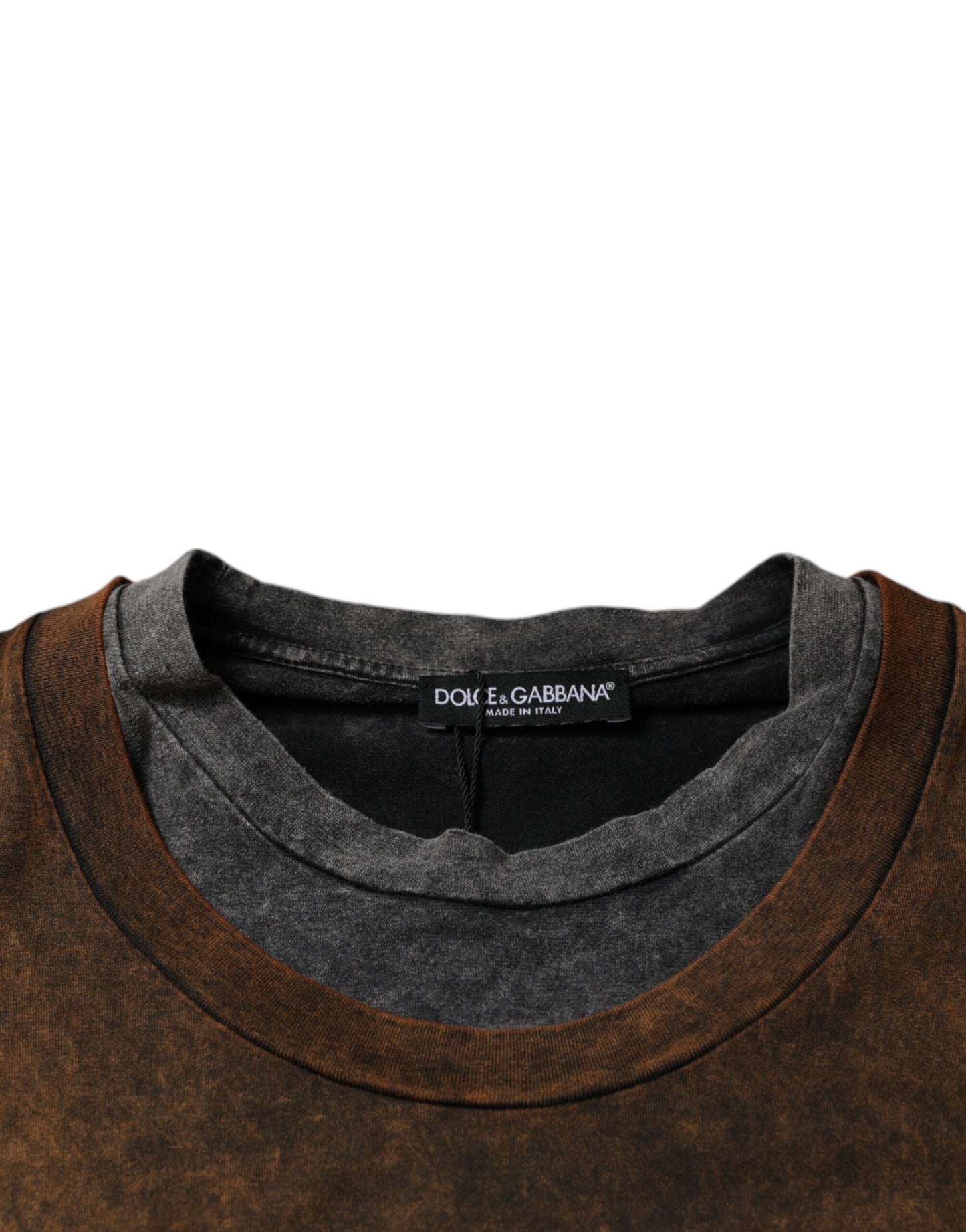 Dolce & Gabbana T-shirt girocollo senza maniche in cotone marrone