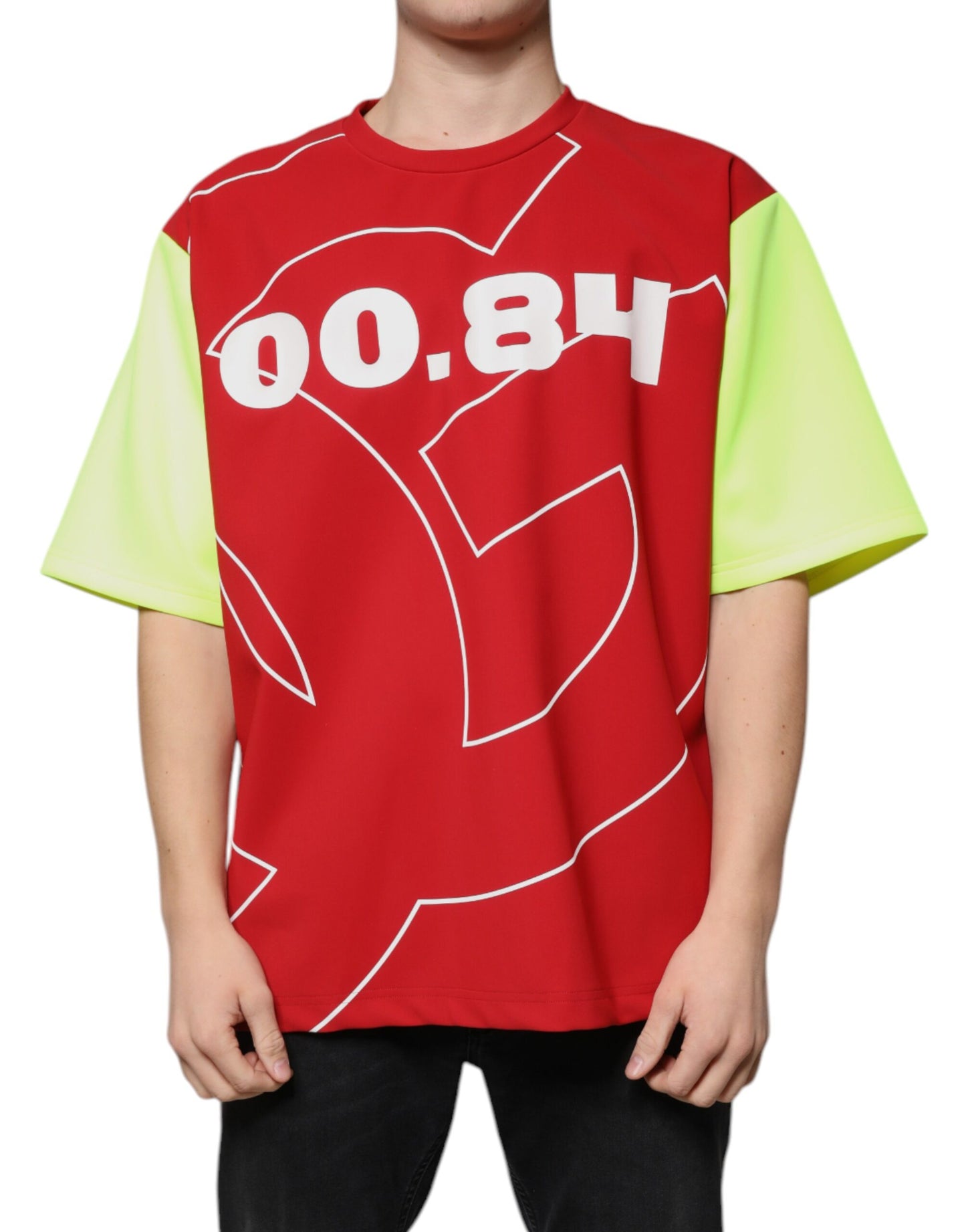 Dolce & Gabbana T-shirt girocollo da uomo in cotone con logo multicolore