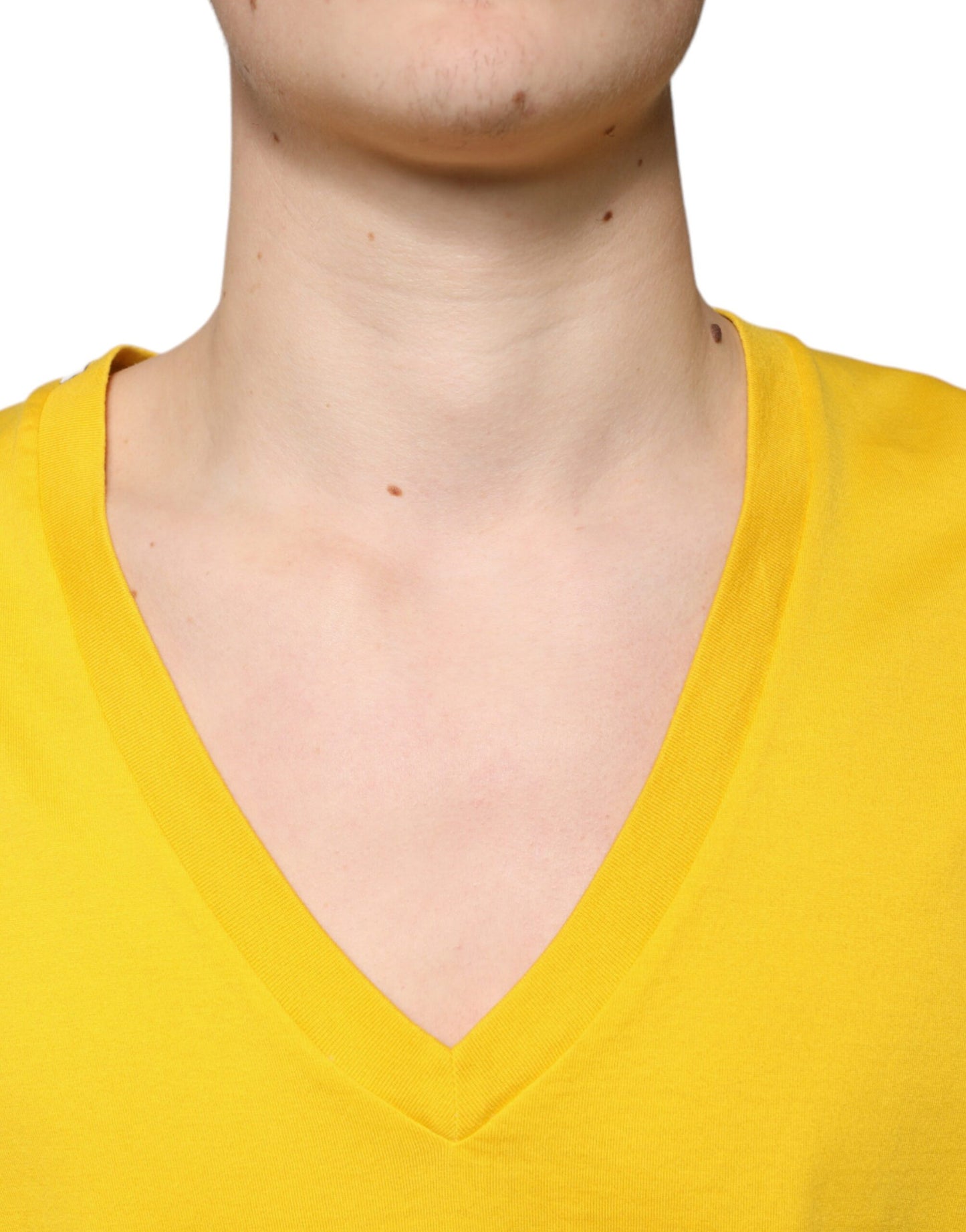Dolce & Gabbana T-shirt a maniche corte con scollo a V in cotone giallo