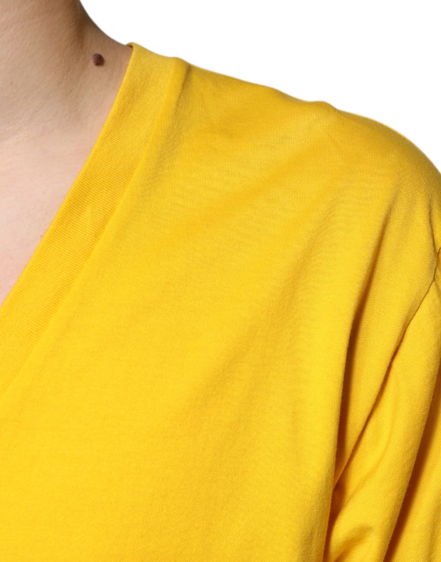 Dolce & Gabbana T-shirt a maniche corte con scollo a V in cotone giallo