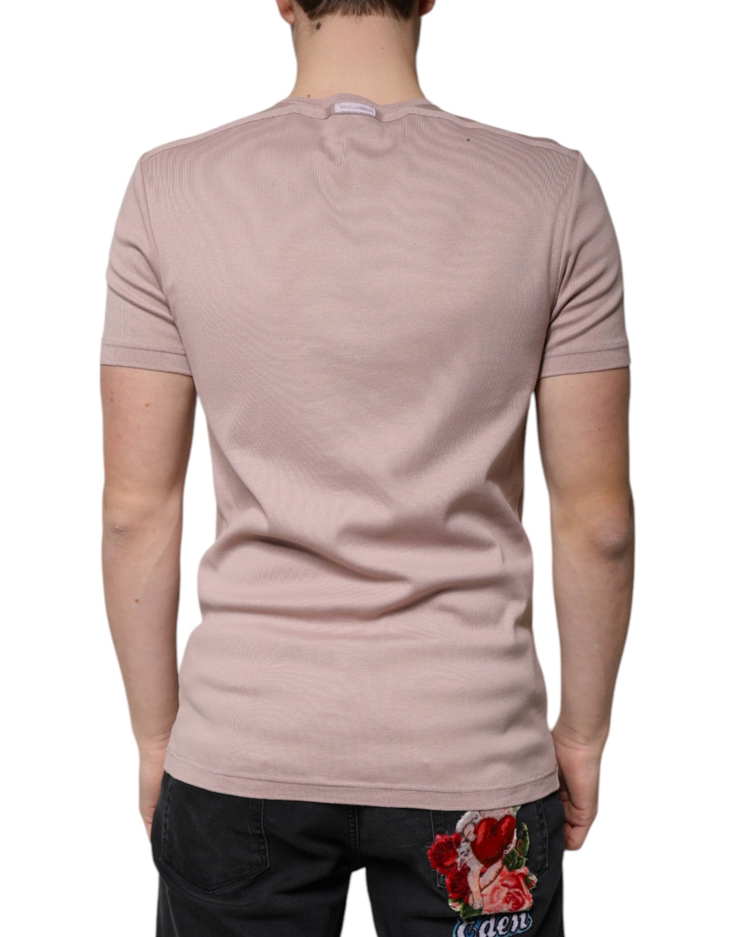 Dolce & Gabbana T-shirt girocollo a maniche corte in cotone marrone