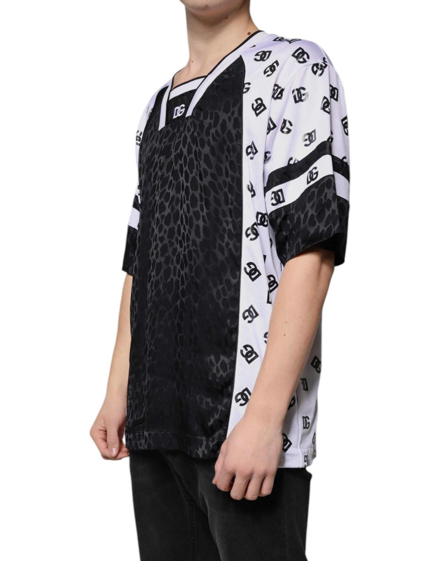 Dolce & Gabbana Nero Bianco Logo Uomo Maniche Corte T-shirt