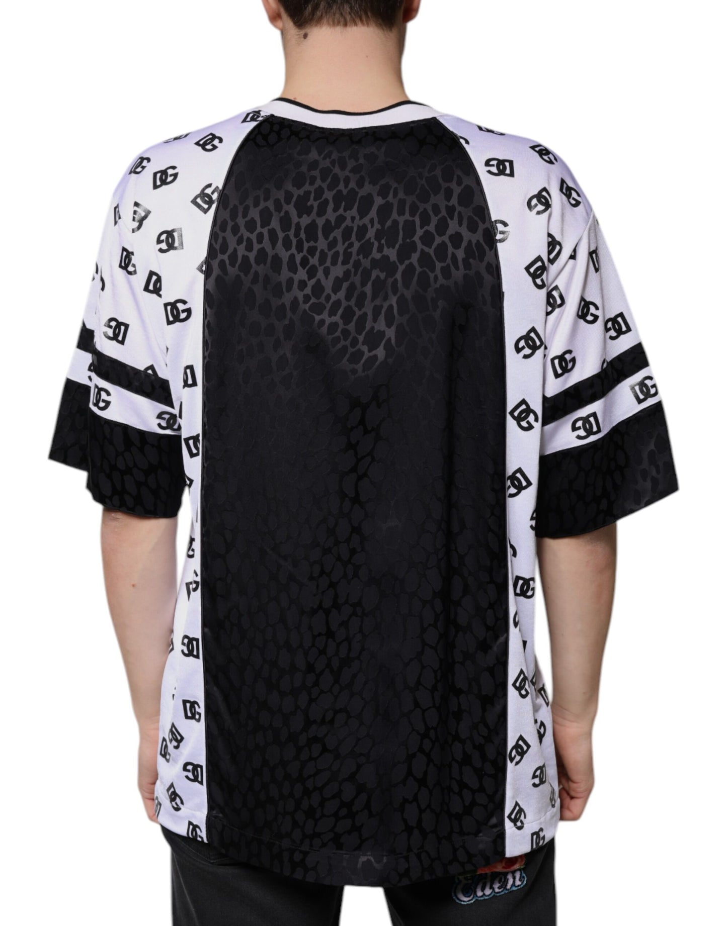 Dolce & Gabbana Nero Bianco Logo Uomo Maniche Corte T-shirt