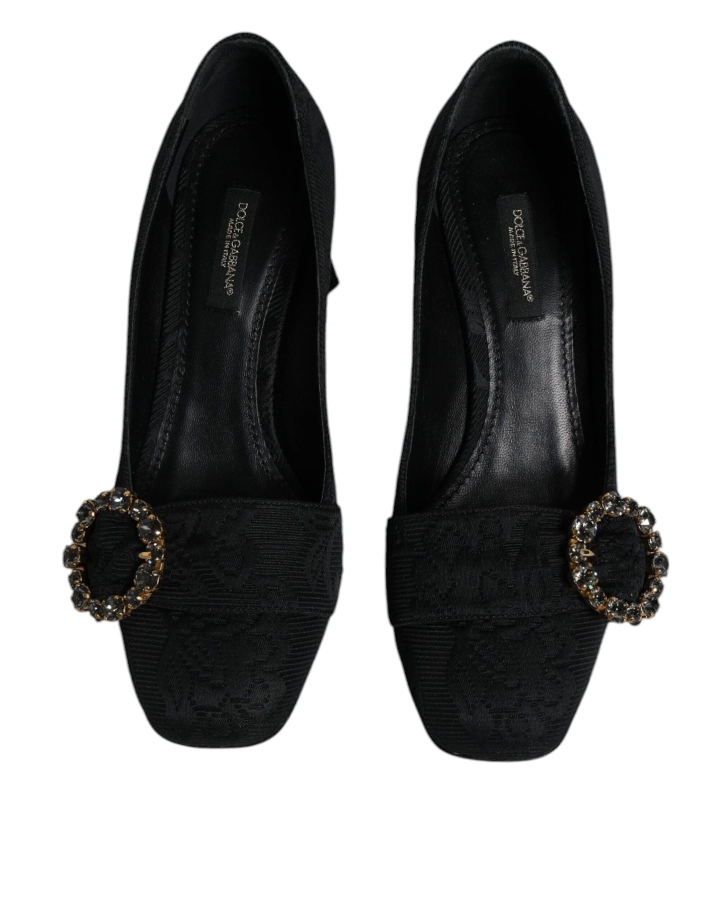 Scarpe con tacco Dolce & Gabbana in broccato nero con cristalli