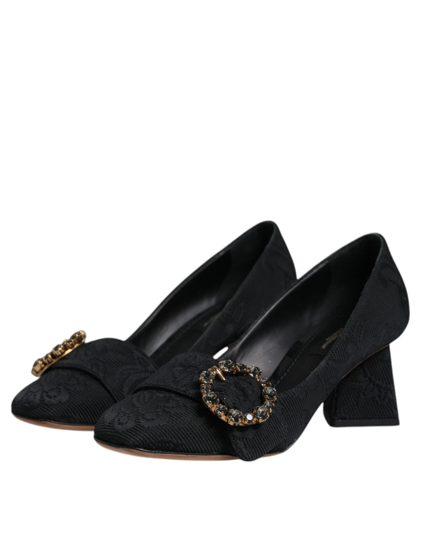 Scarpe con tacco Dolce & Gabbana in broccato nero con cristalli