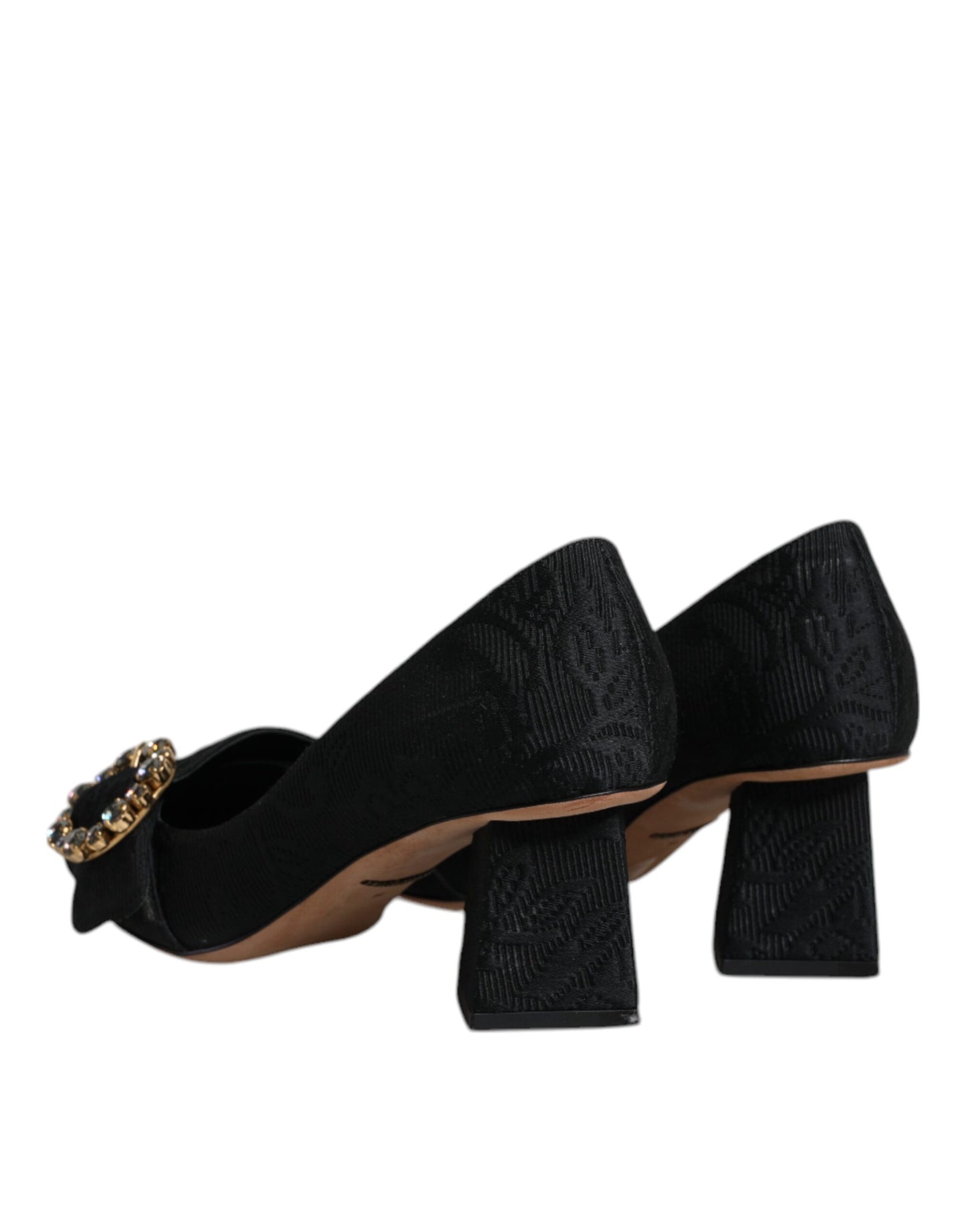 Scarpe con tacco Dolce & Gabbana in broccato nero con cristalli