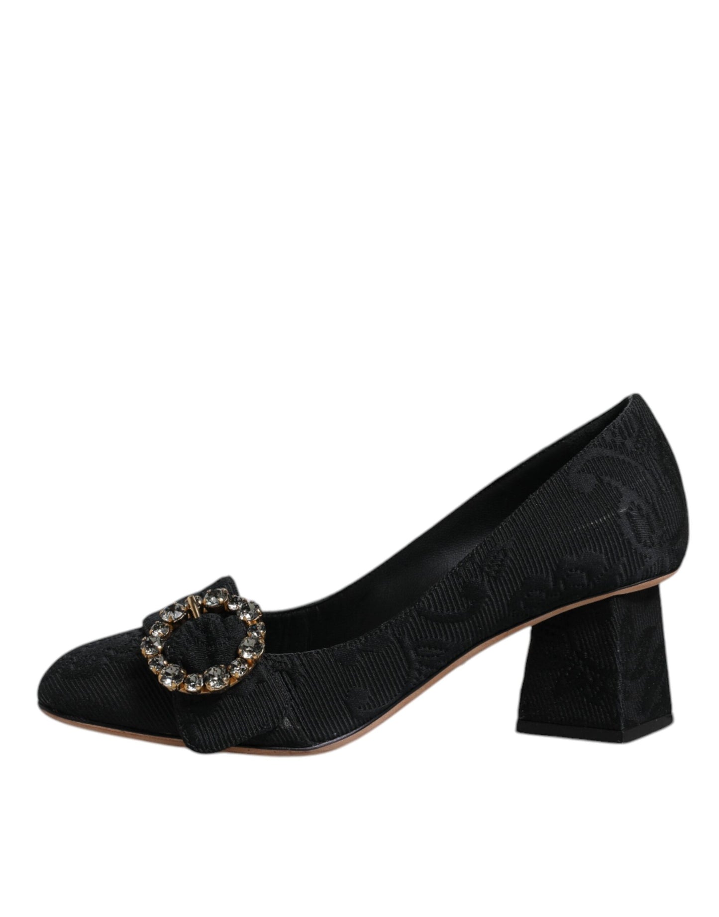 Scarpe con tacco Dolce & Gabbana in broccato nero con cristalli