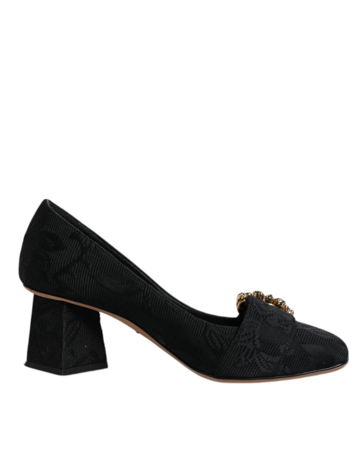 Scarpe con tacco Dolce & Gabbana in broccato nero con cristalli