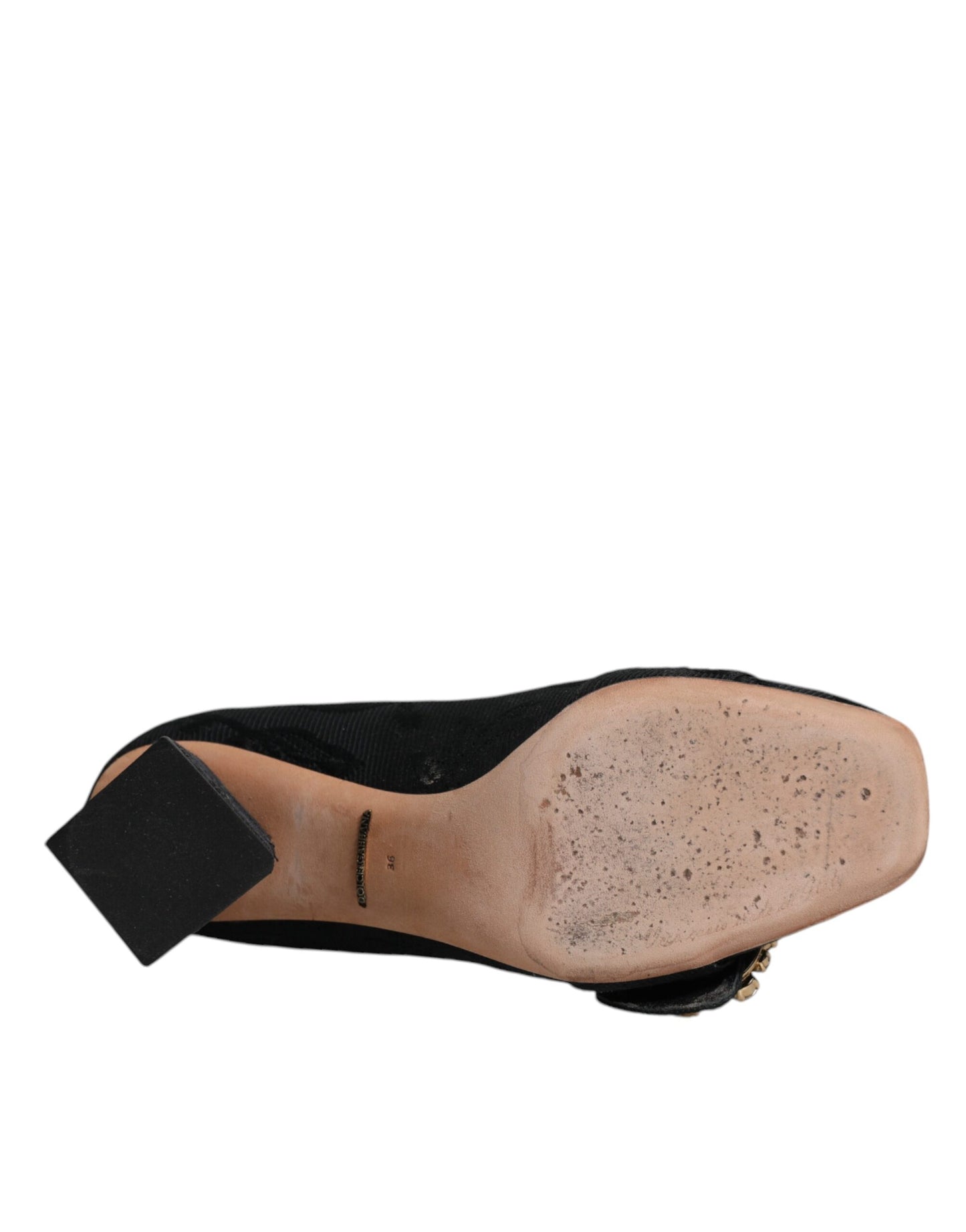 Scarpe con tacco Dolce & Gabbana in broccato nero con cristalli
