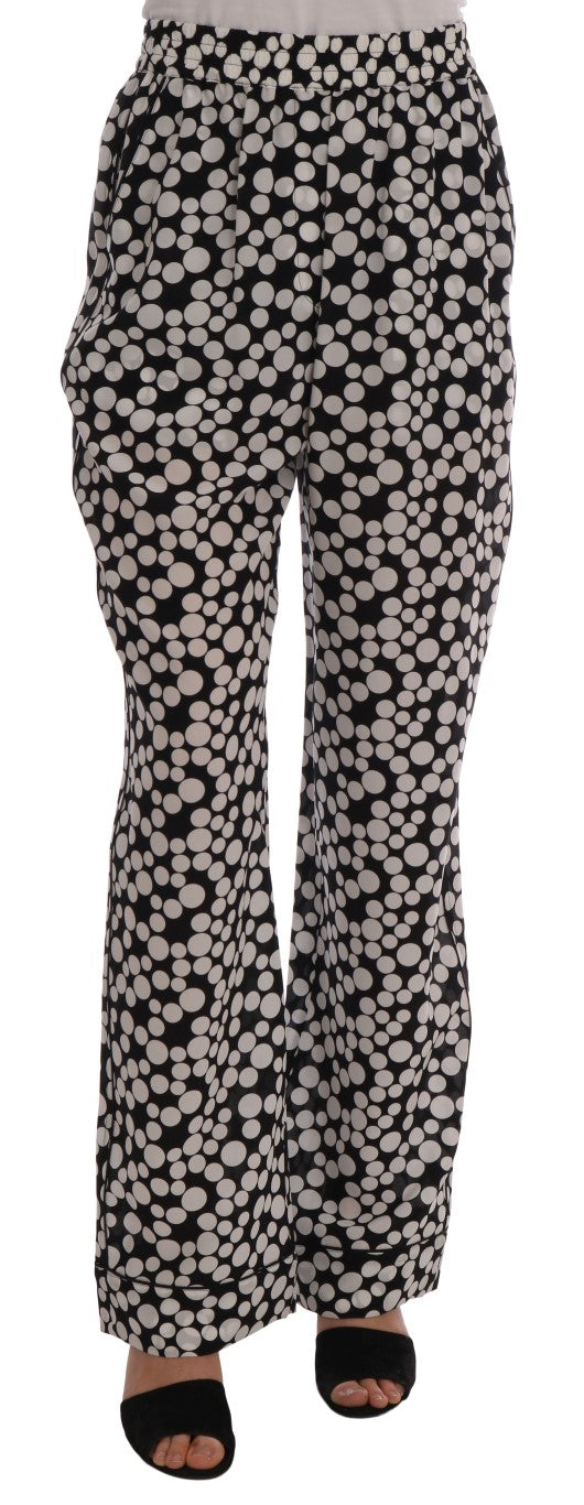Pantaloni eleganti a vita alta in seta a pois di Dolce & Gabbana
