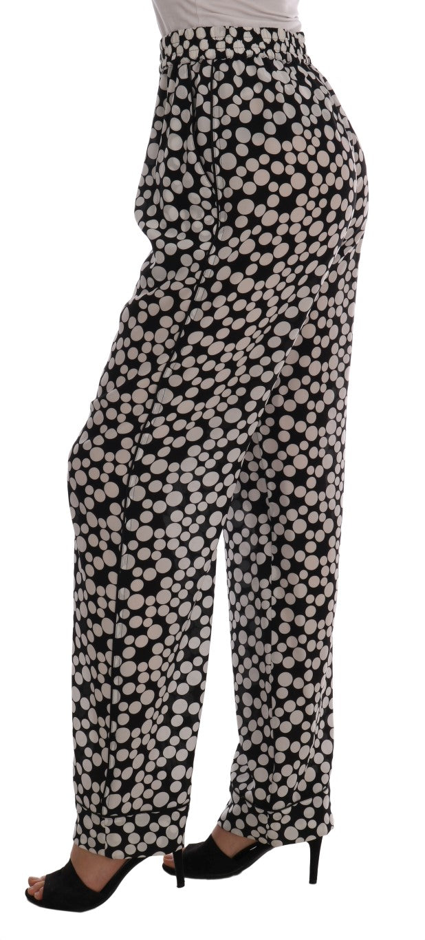 Pantaloni eleganti a vita alta in seta a pois di Dolce & Gabbana