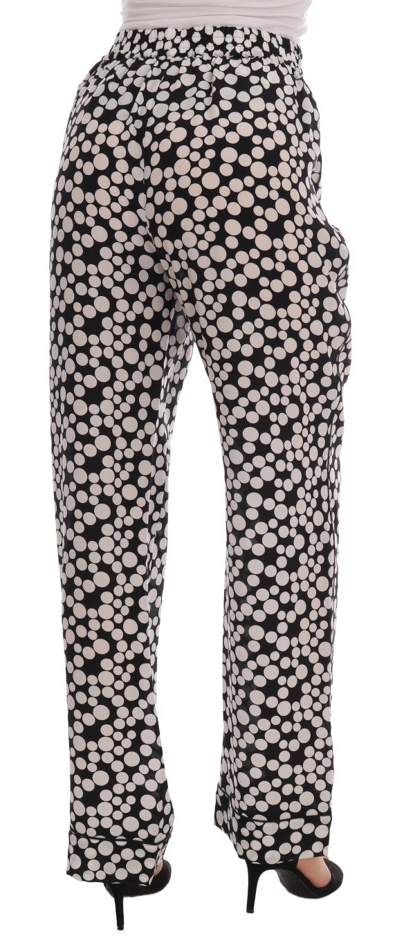 Pantaloni eleganti a vita alta in seta a pois di Dolce & Gabbana