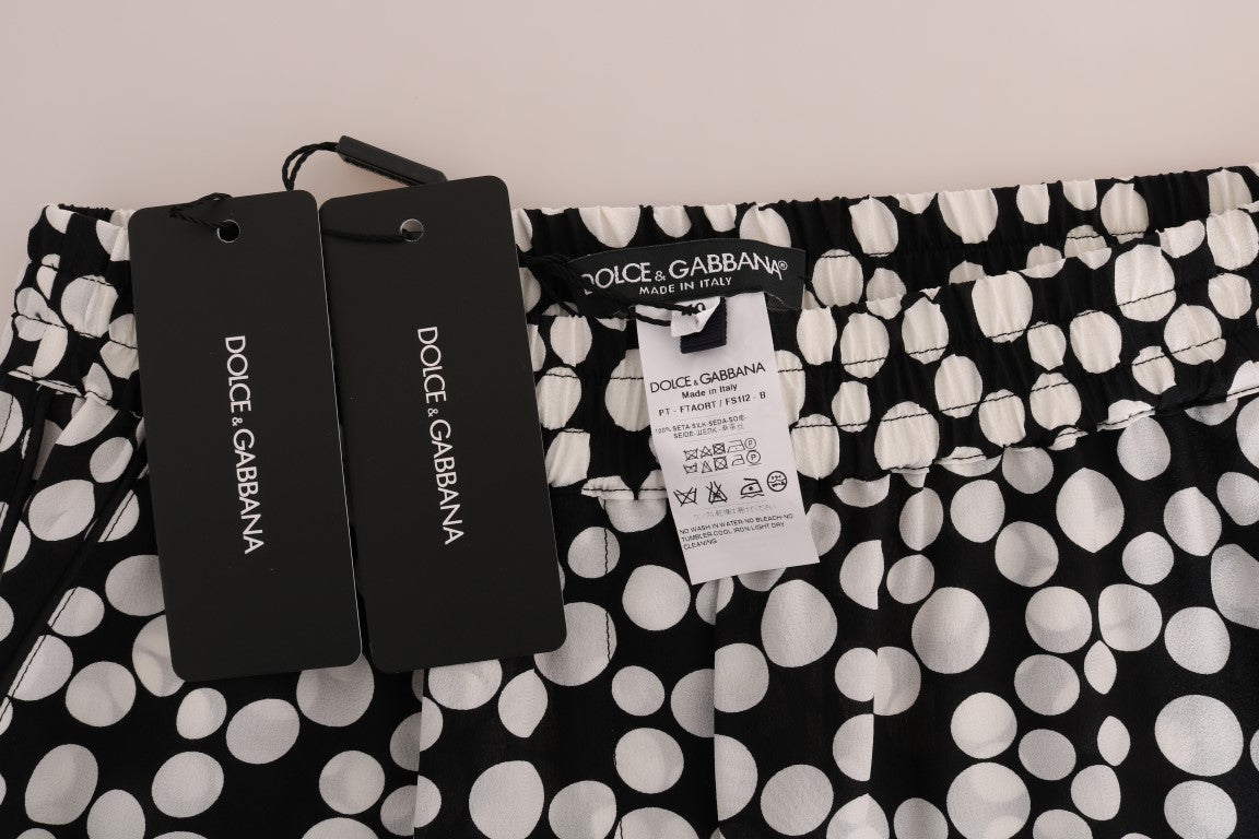Pantaloni eleganti a vita alta in seta a pois di Dolce & Gabbana