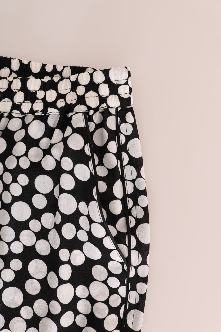 Pantaloni eleganti a vita alta in seta a pois di Dolce & Gabbana