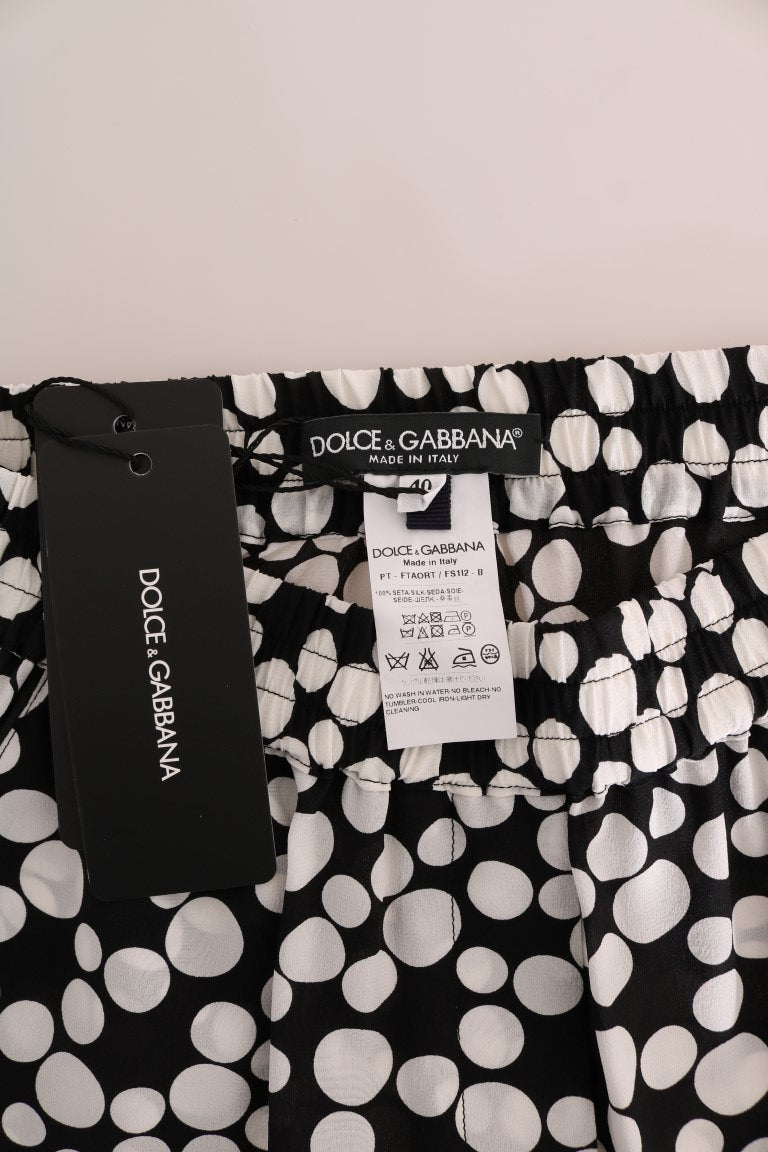 Pantaloni eleganti a vita alta in seta a pois di Dolce & Gabbana
