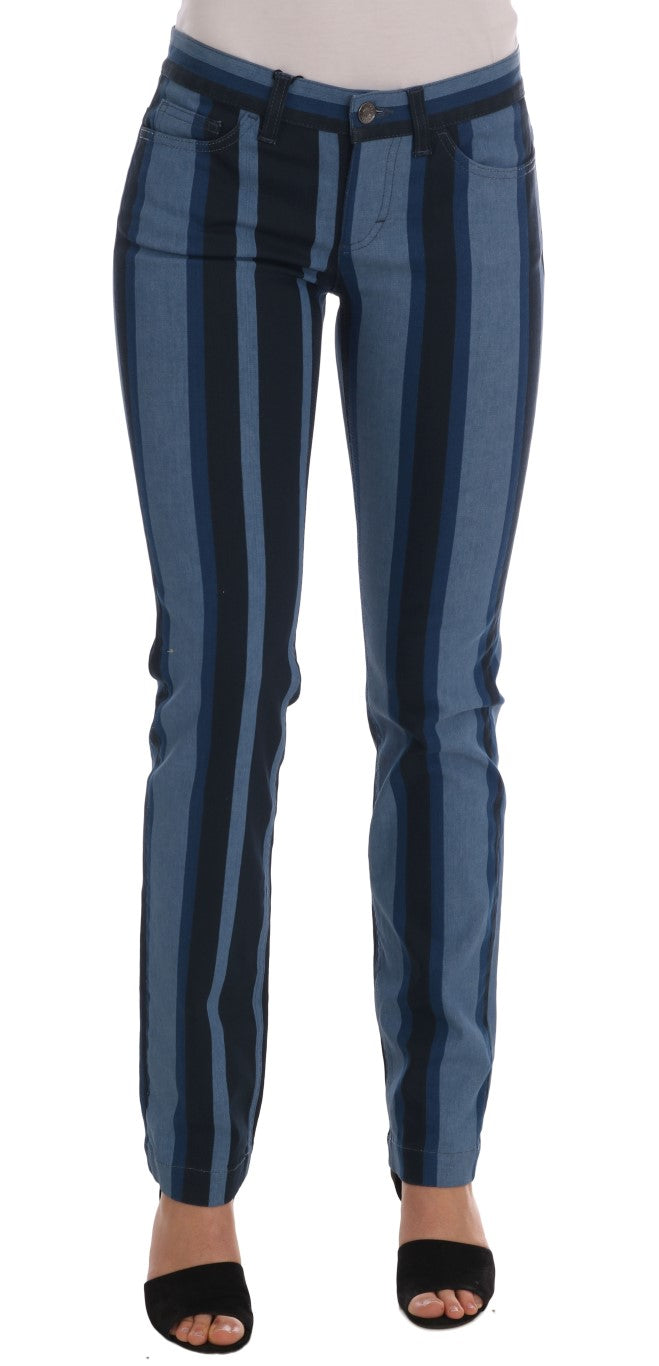 Jeans da ragazza slim fit a righe blu chic Dolce & Gabbana