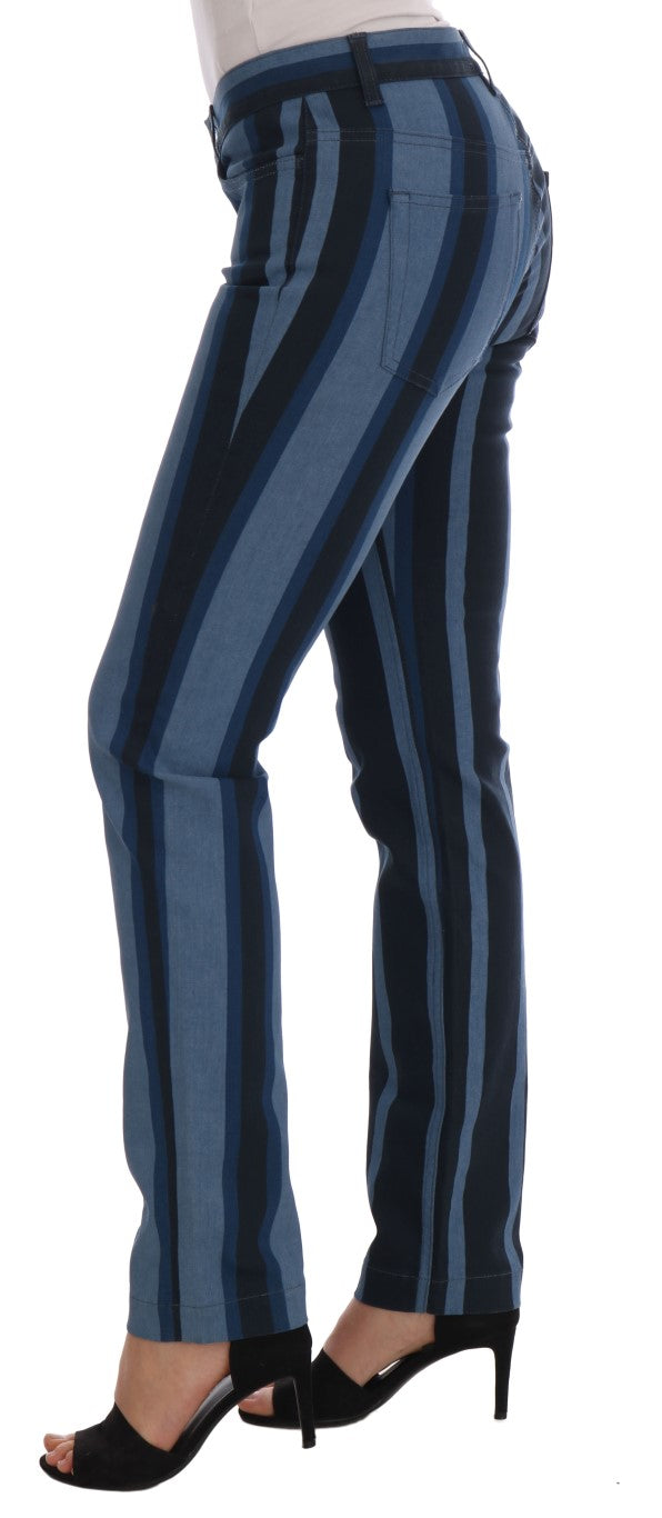Jeans da ragazza slim fit a righe blu chic Dolce & Gabbana