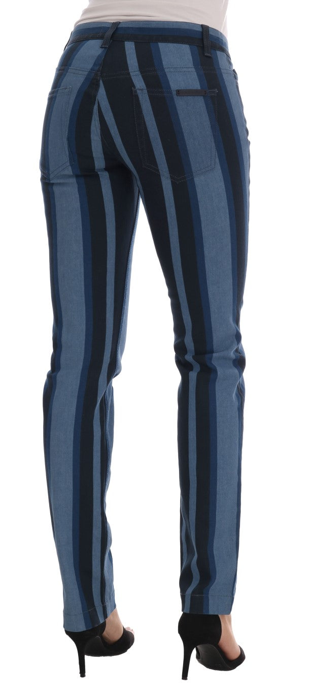 Jeans da ragazza slim fit a righe blu chic Dolce & Gabbana