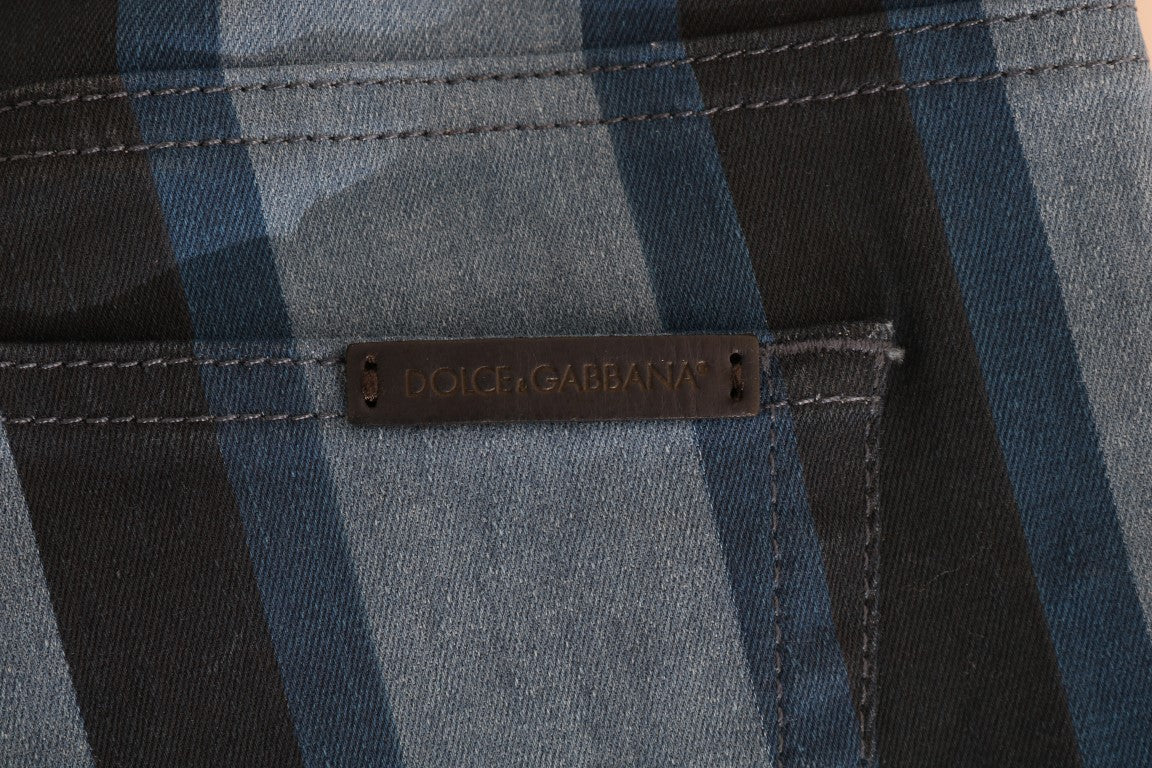 Jeans da ragazza slim fit a righe blu chic Dolce & Gabbana