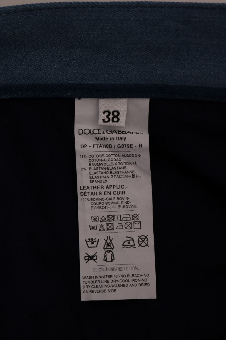 Jeans da ragazza slim fit a righe blu chic Dolce & Gabbana