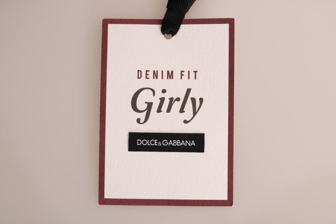 Jeans da ragazza slim fit a righe blu chic Dolce & Gabbana