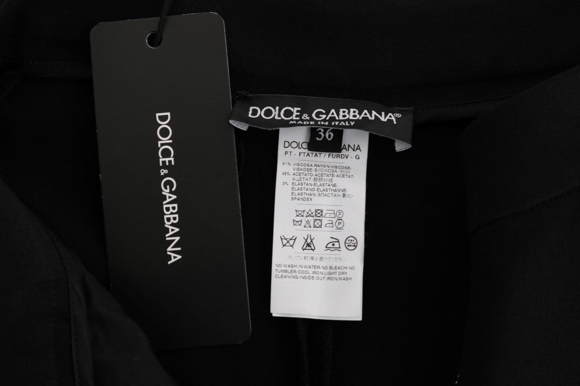 Dolce & Gabbana Pantaloni Capri neri chic con strisce laterali rosa
