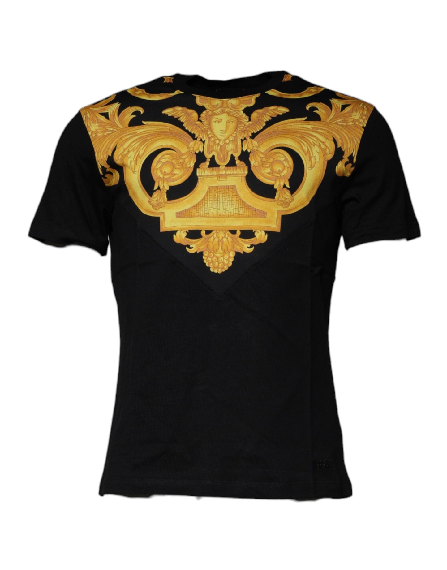 T-shirt girocollo in cotone con stampa Medusa nera Versace