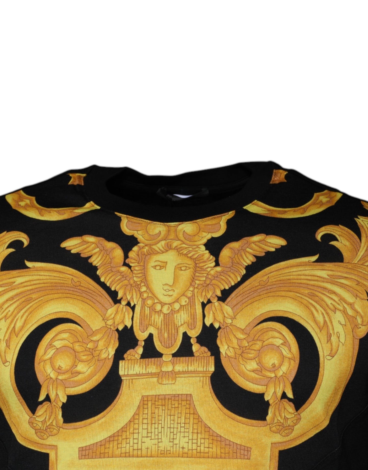 T-shirt girocollo in cotone con stampa Medusa nera Versace
