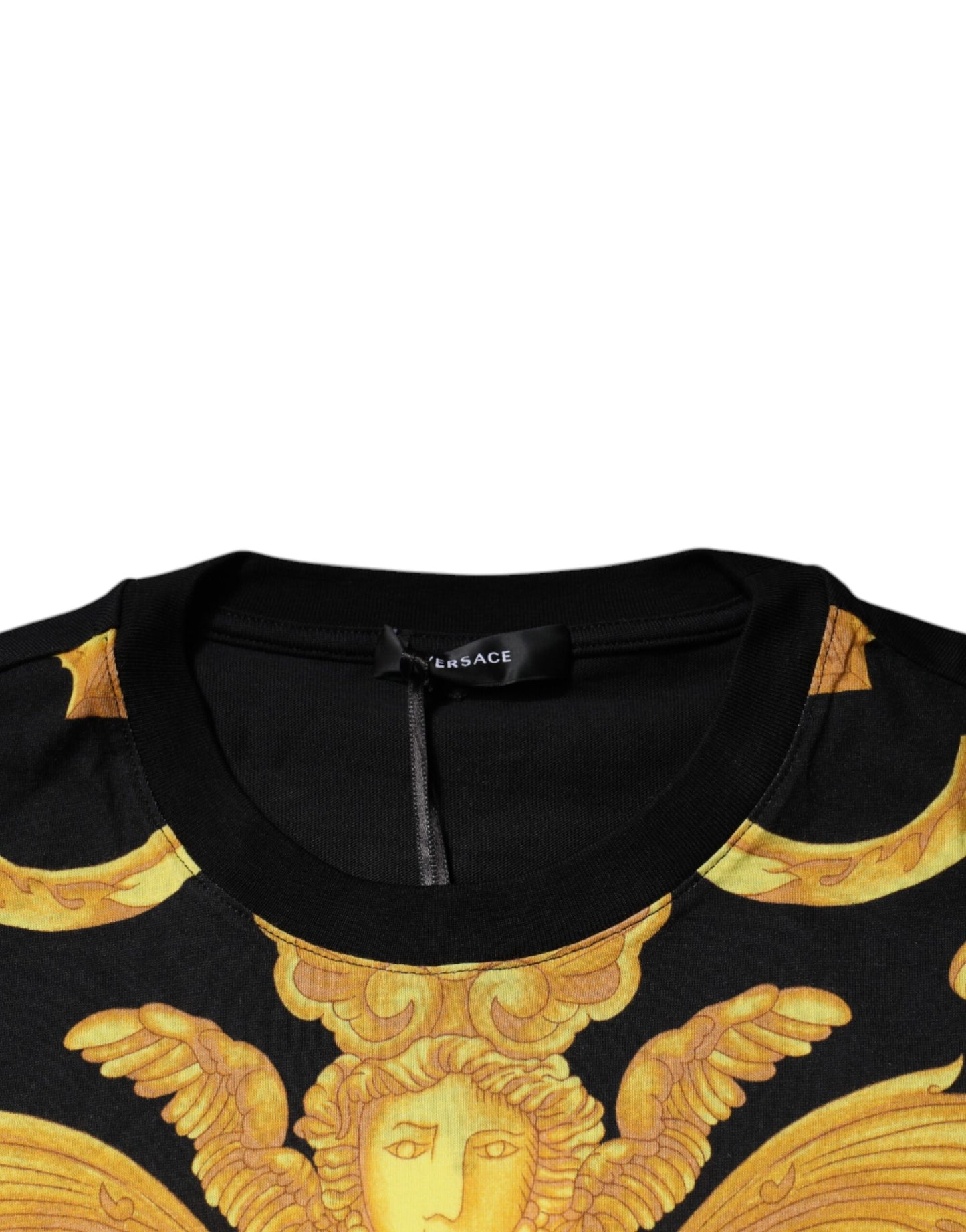 T-shirt girocollo in cotone con stampa Medusa nera Versace