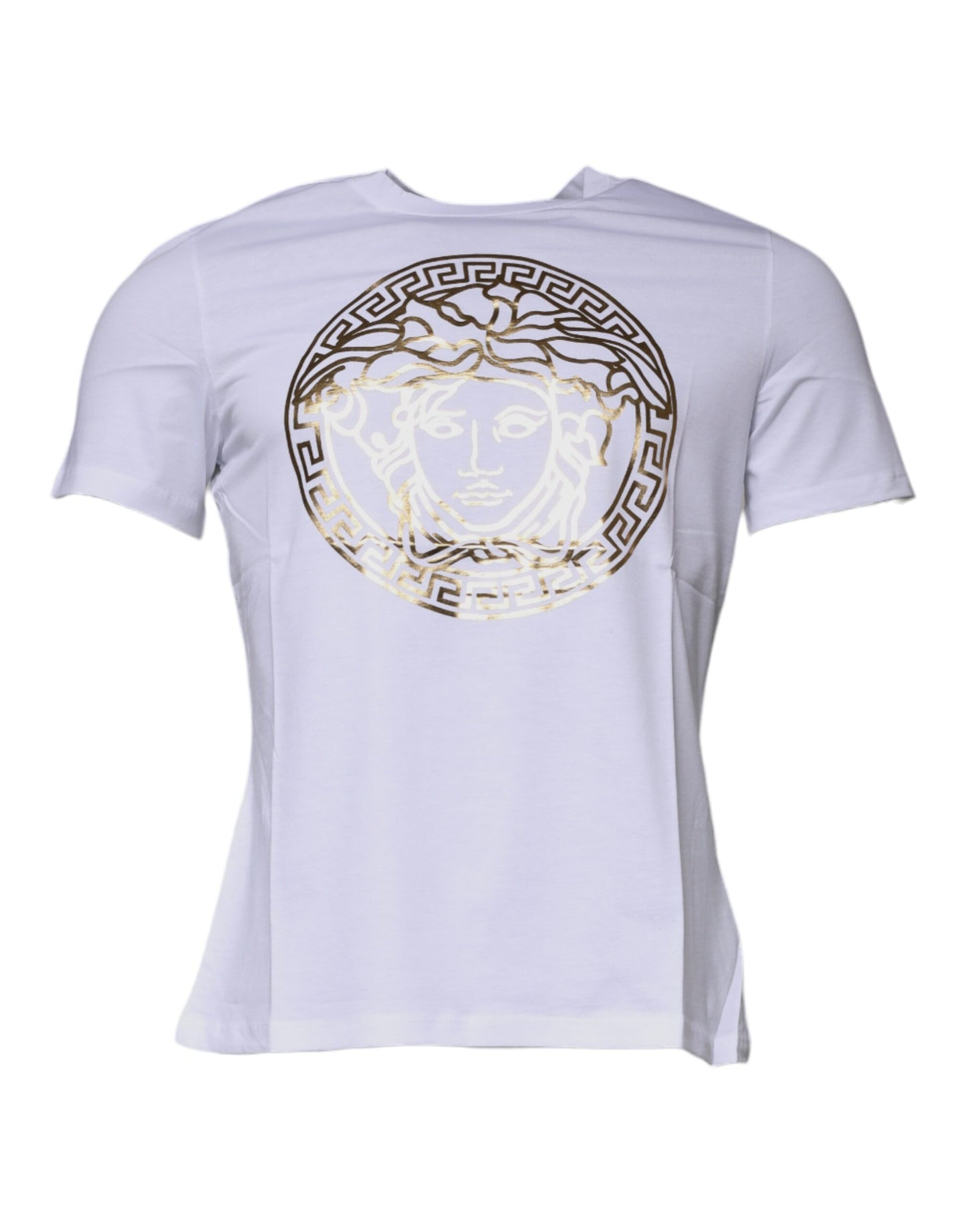 T-shirt girocollo in cotone con stampa Medusa bianca Versace