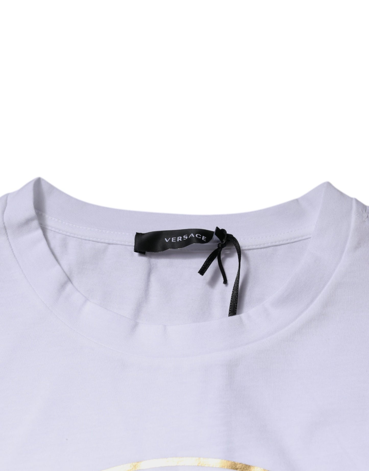T-shirt girocollo in cotone con stampa Medusa bianca Versace