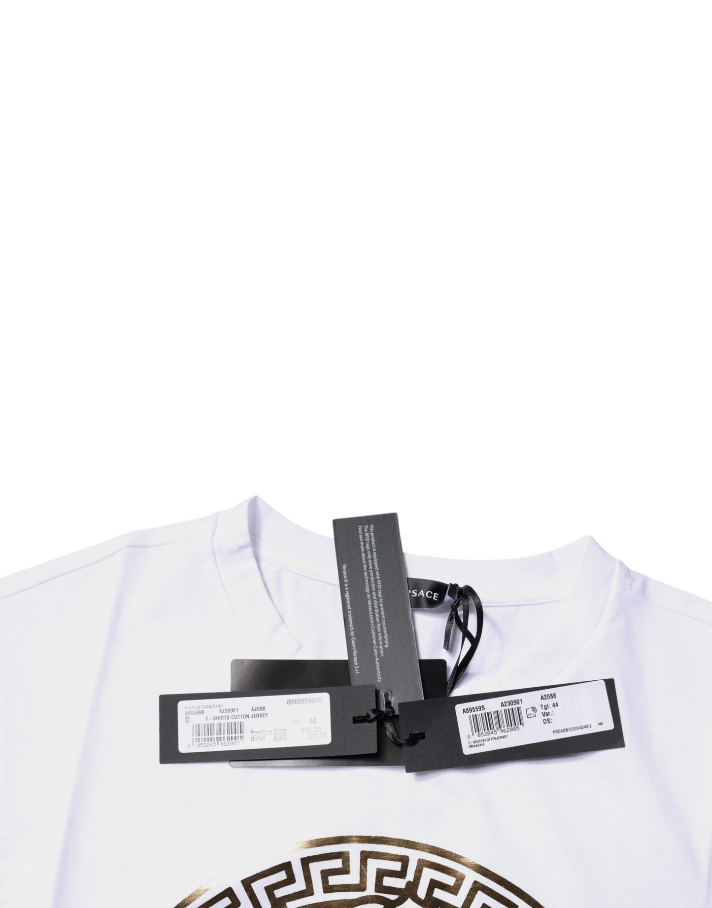 T-shirt girocollo in cotone con stampa Medusa bianca Versace