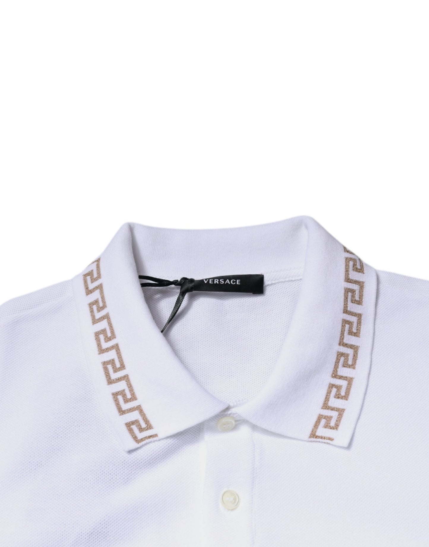 Versace Polo da uomo a maniche corte con colletto in viscosa bianca