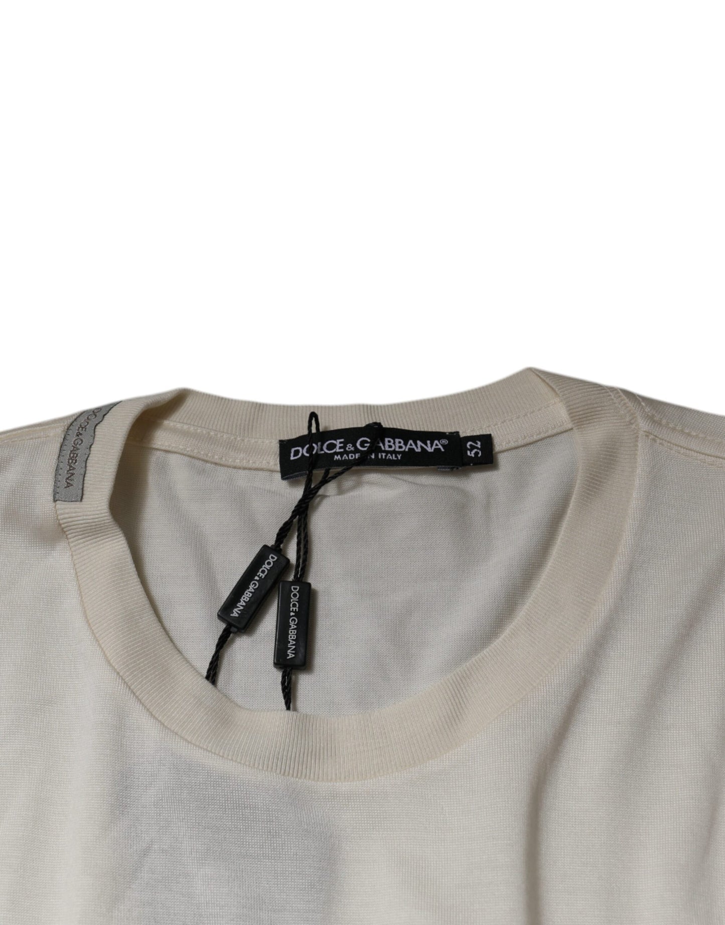 Dolce & Gabbana Off White Girocollo T-shirt a maniche corte