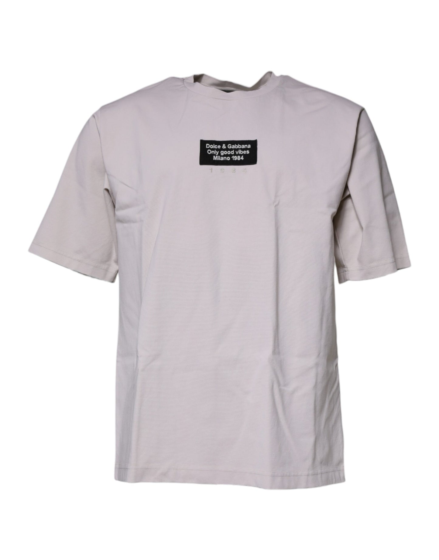 Dolce & Gabbana Beige DG Logo Girocollo Maniche Corte T-shirt